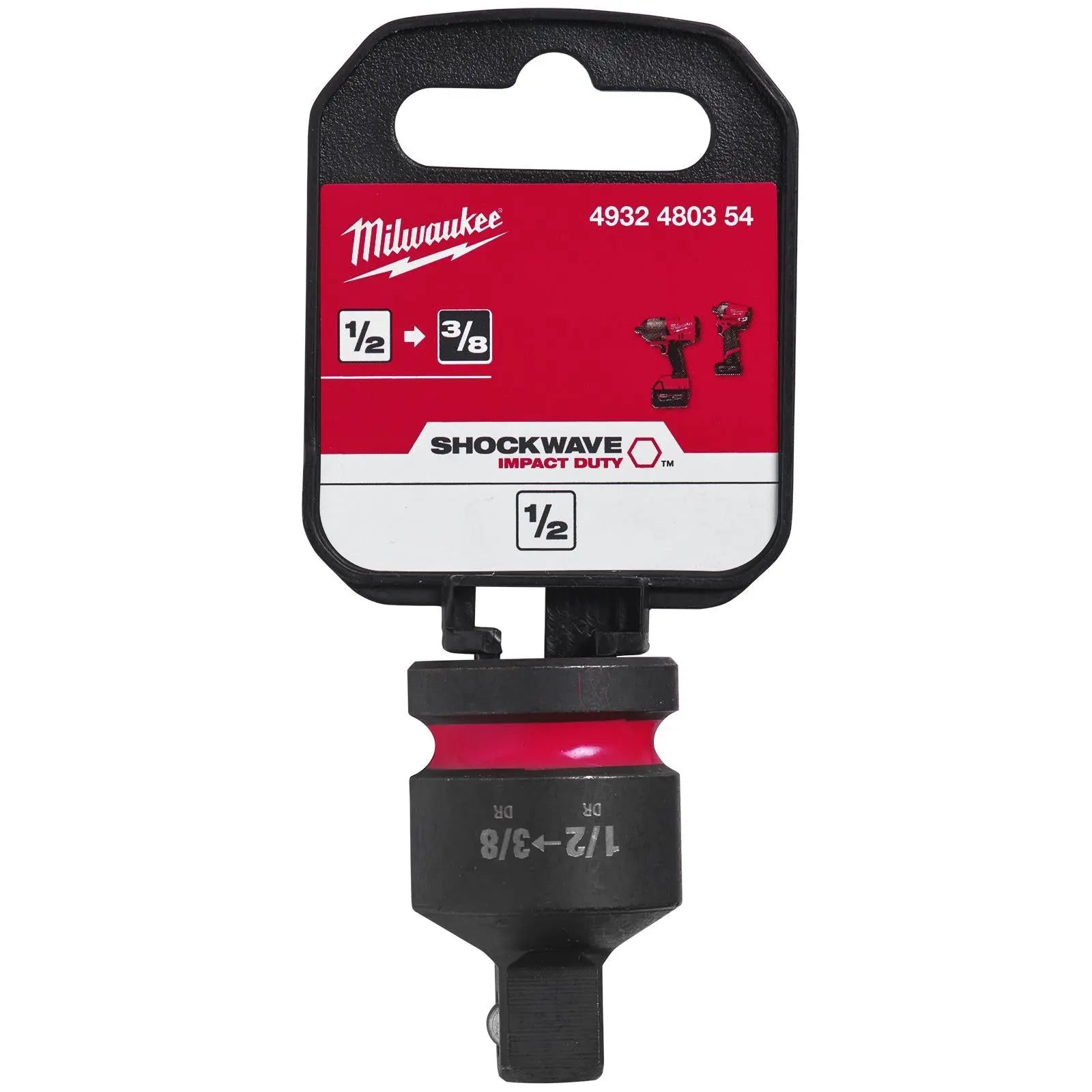 Milwaukee Impact Socket Adaptor 1/2" Drive to 3/8" Drive SHOCKWAVE Impact Duty 