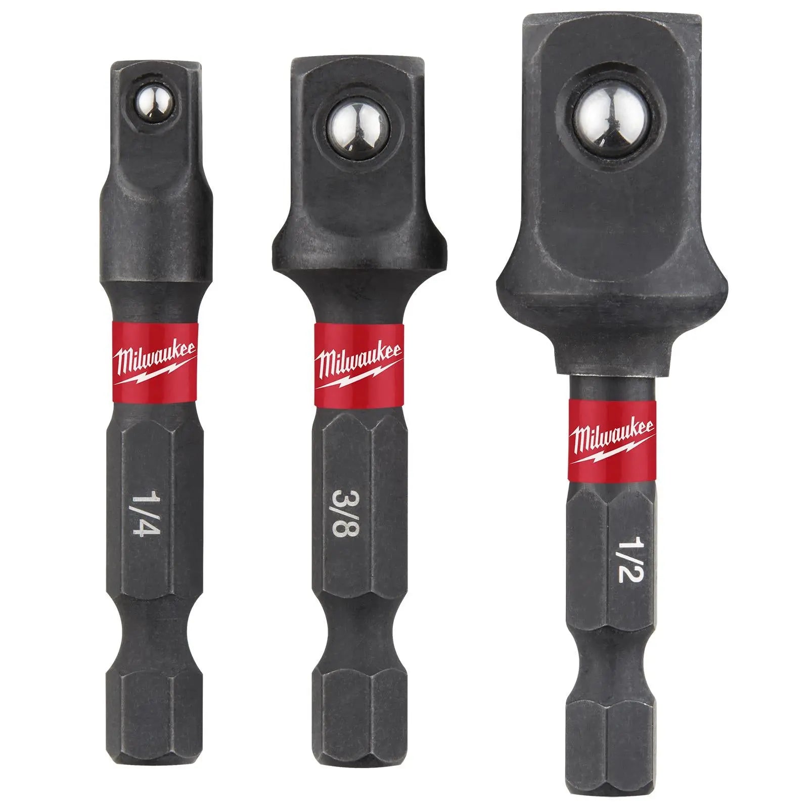 Milwaukee Impact Socket Adaptors SHOCKWAVE Impact Duty 3 Piece 1/4" 3/8" 1/2" Drive 