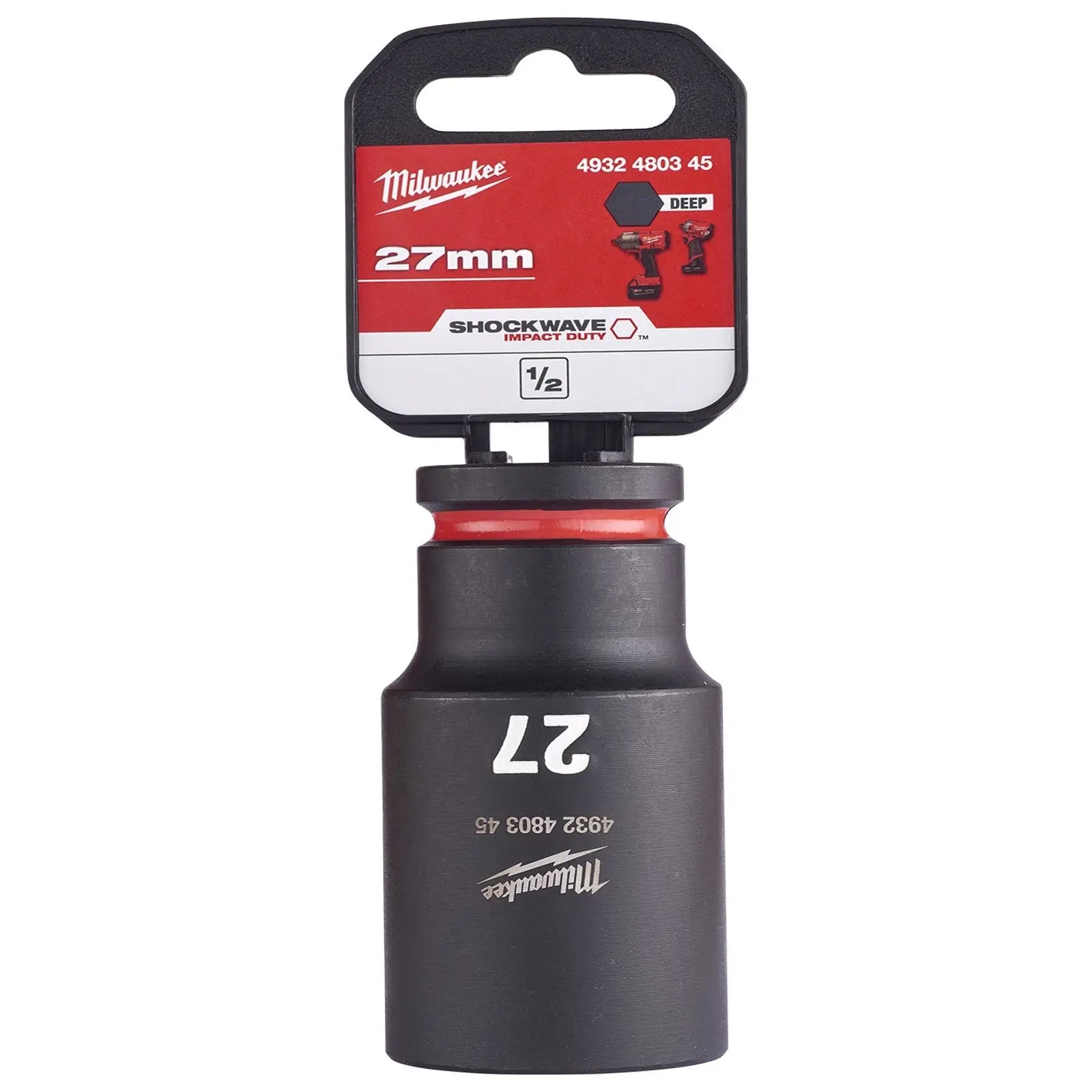 Milwaukee Impact Sockets Deep 1/2" Drive 8-36mm SHOCKWAVE Impact Duty 