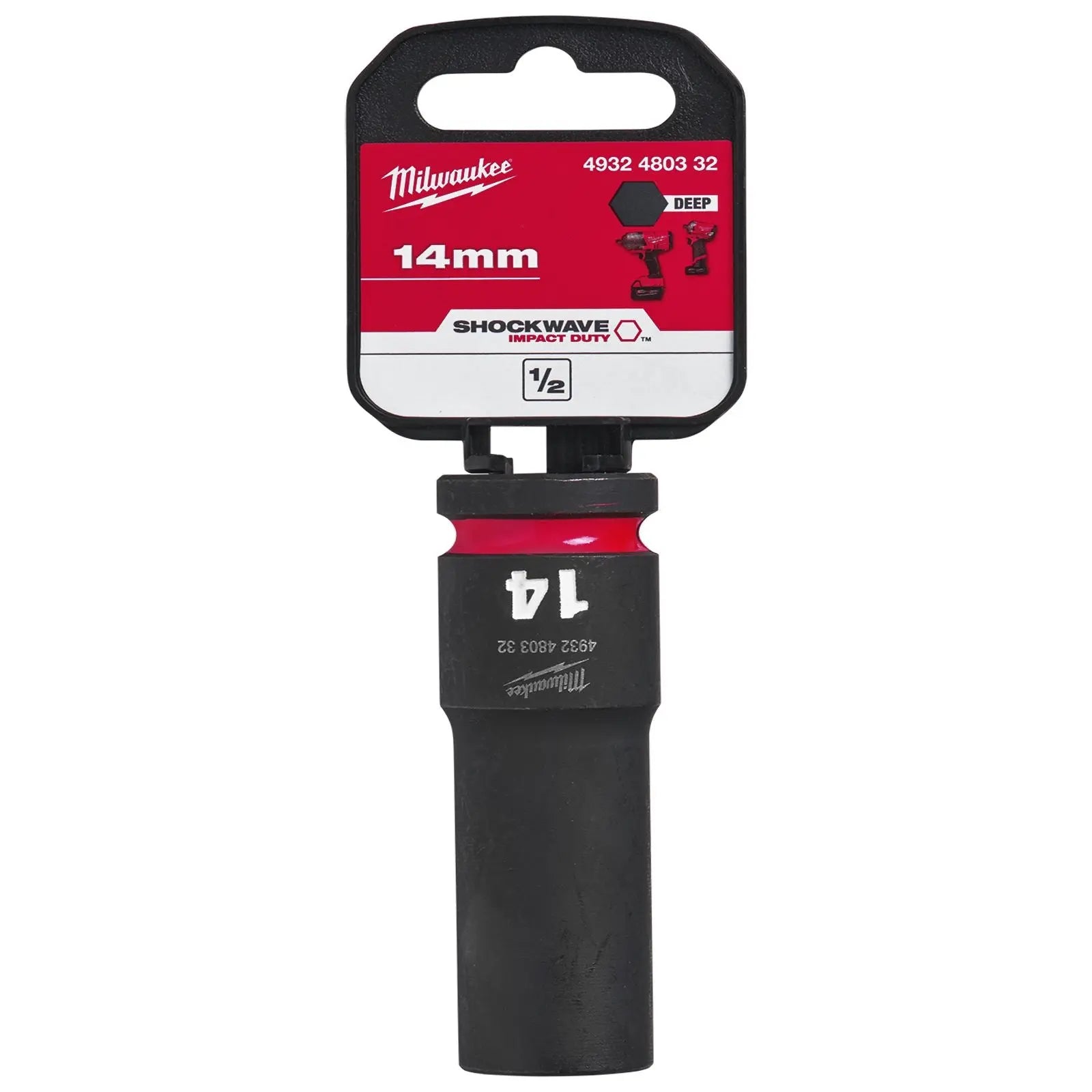 Milwaukee Impact Sockets Deep 1/2" Drive 8-36mm SHOCKWAVE Impact Duty 