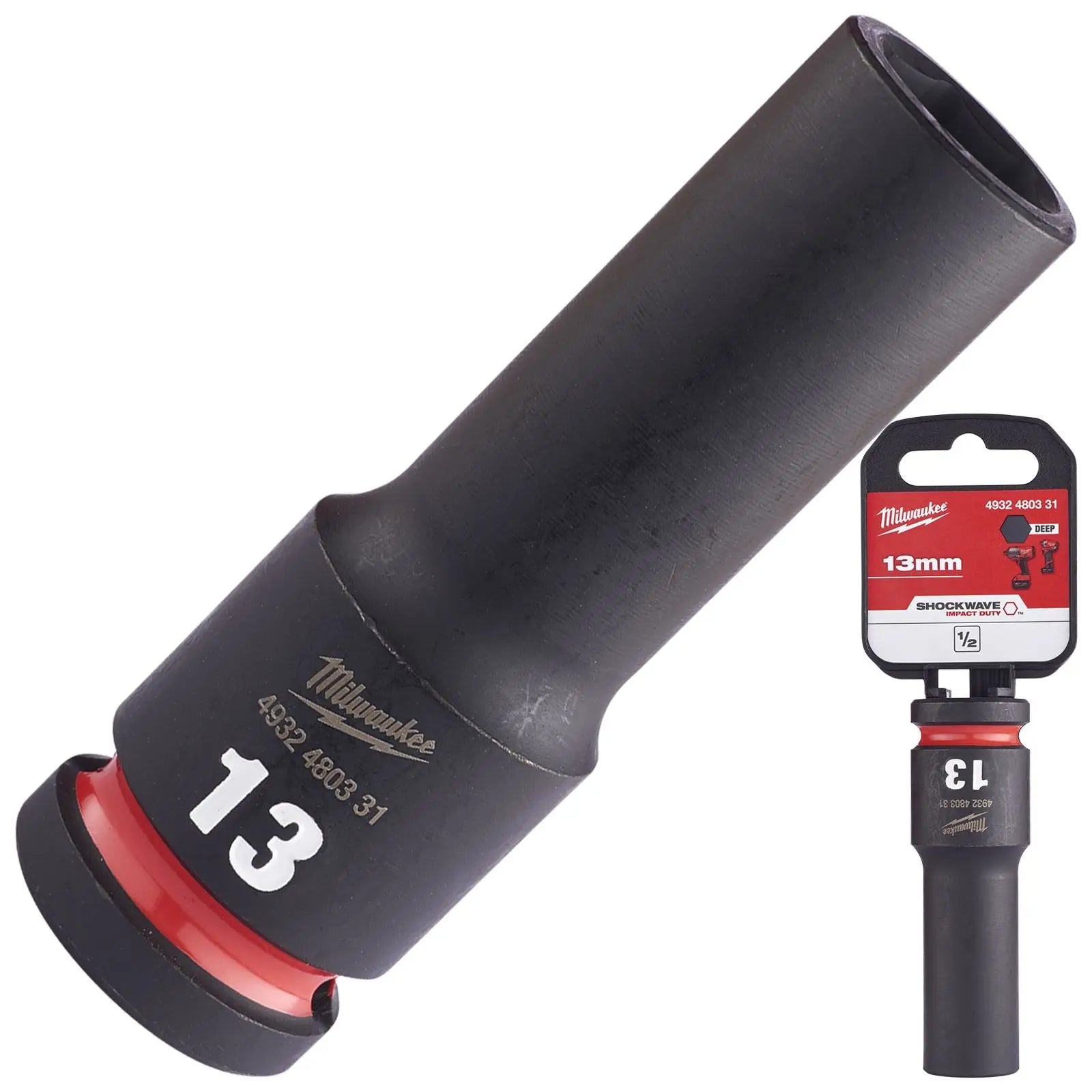 Milwaukee Impact Sockets Deep 1/2" Drive 8-36mm SHOCKWAVE Impact Duty 