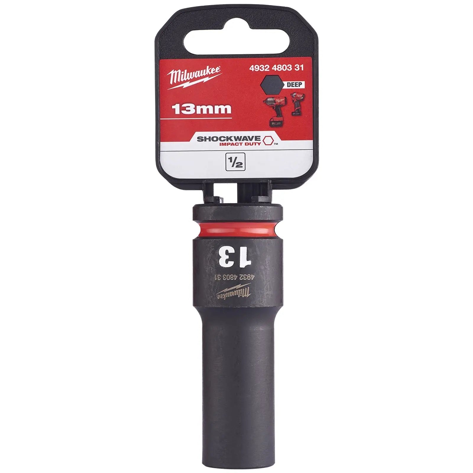 Milwaukee Impact Sockets Deep 1/2" Drive 8-36mm SHOCKWAVE Impact Duty 