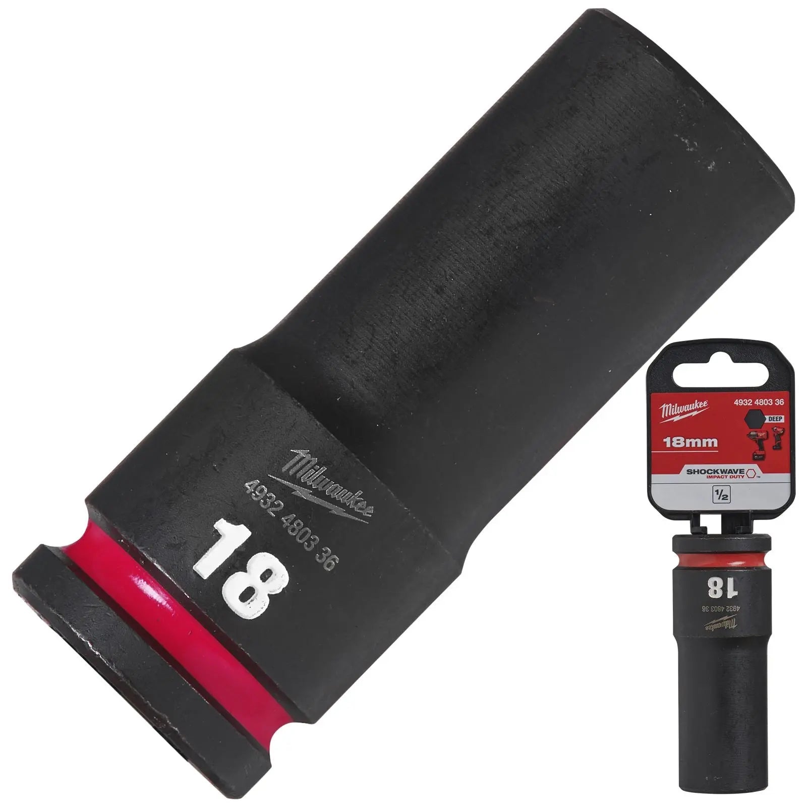 Milwaukee Impact Sockets Deep 1/2" Drive 8-36mm SHOCKWAVE Impact Duty 