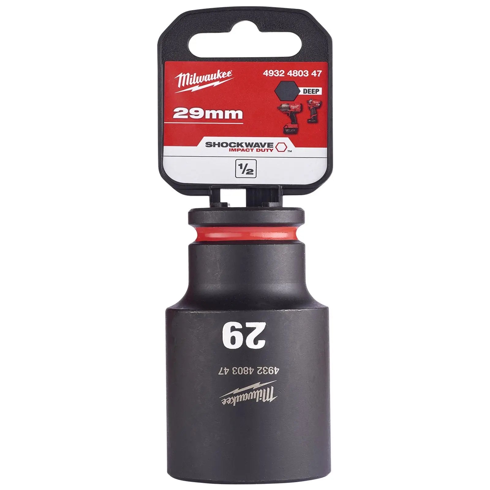 Milwaukee Impact Sockets Deep 1/2" Drive 8-36mm SHOCKWAVE Impact Duty 