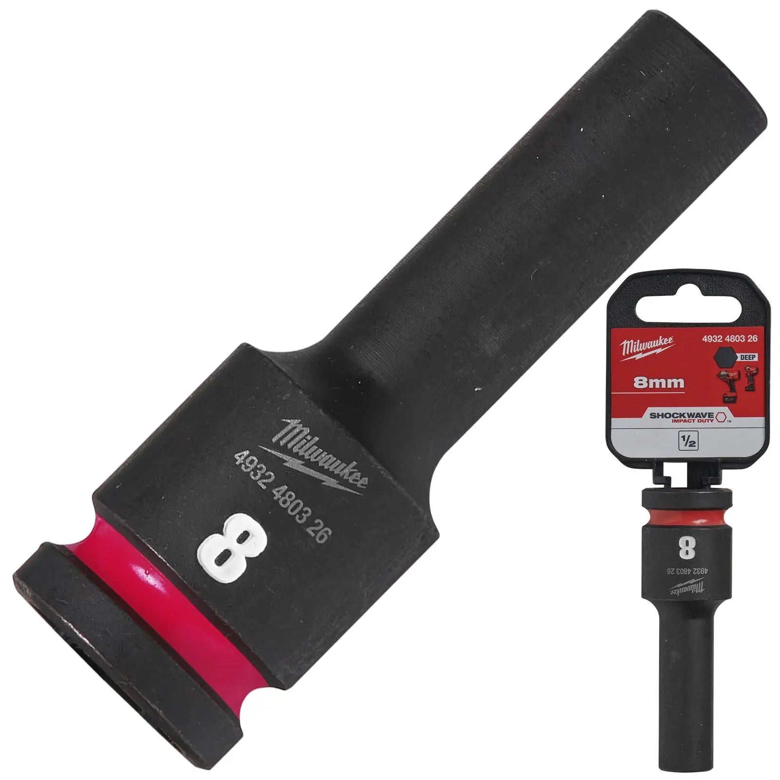Milwaukee Impact Sockets Deep 1/2" Drive 8-36mm SHOCKWAVE Impact Duty 