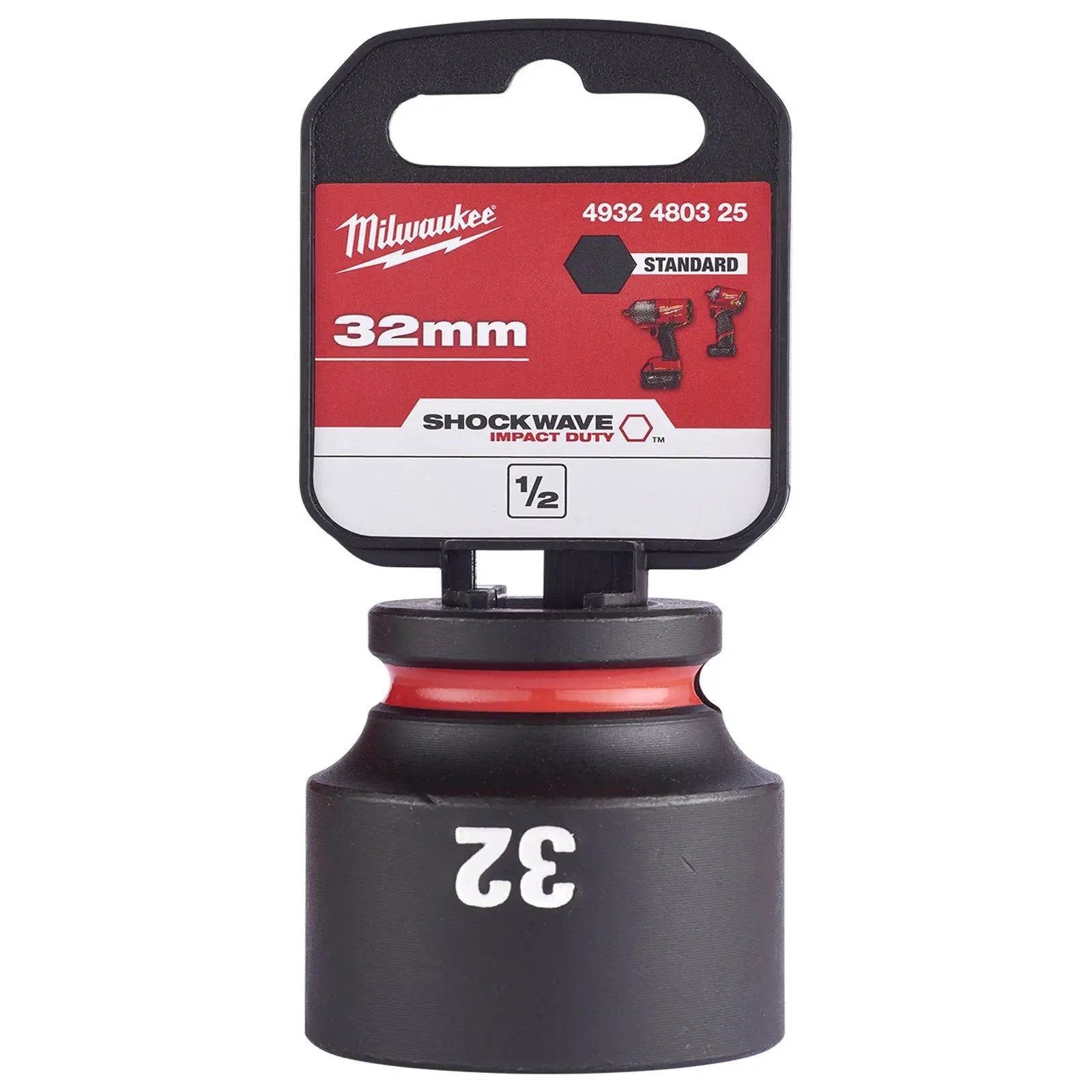 Milwaukee Impact Sockets Standard 1/2" Drive 8-32mm SHOCKWAVE Impact Duty 