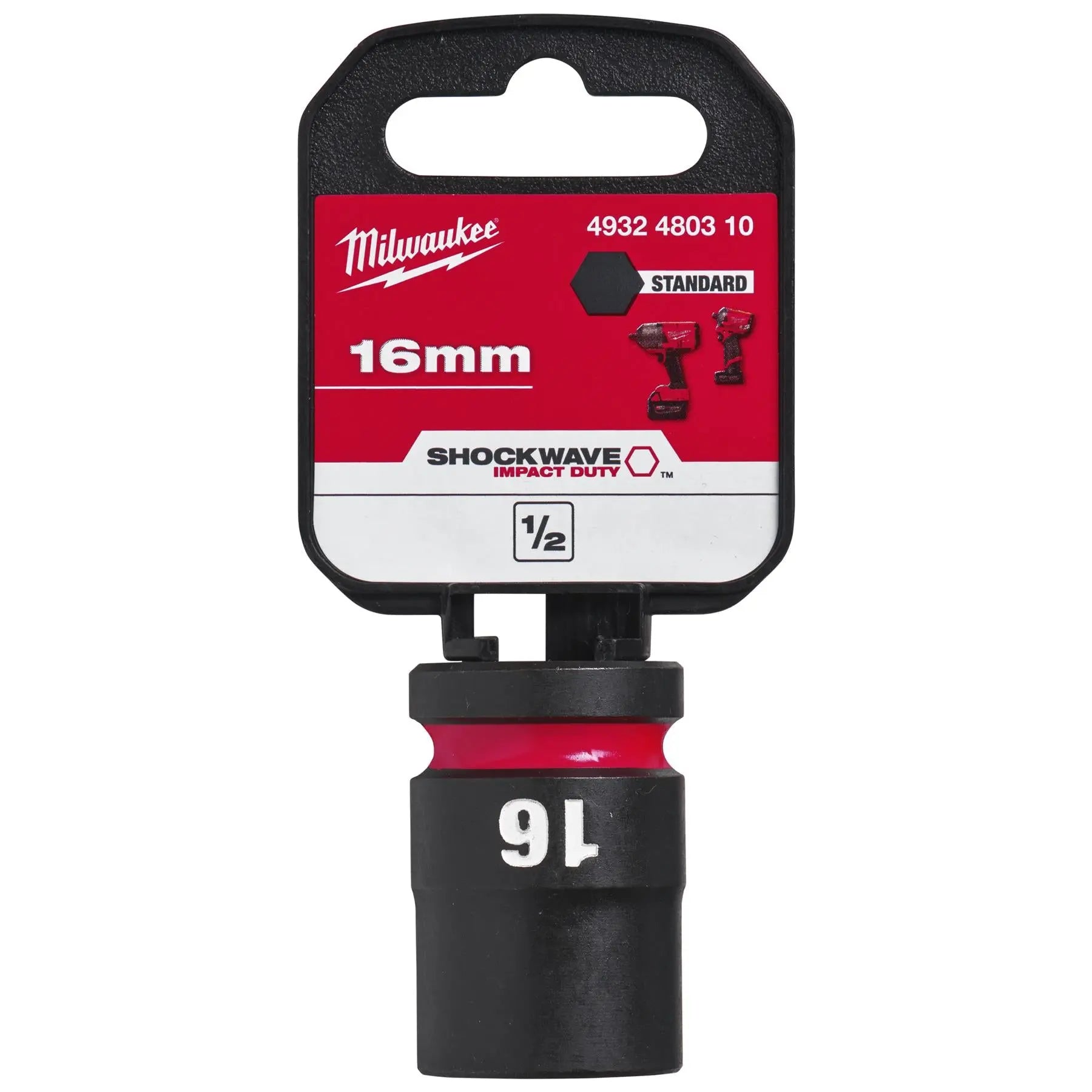 Milwaukee Impact Sockets Standard 1/2" Drive 8-32mm SHOCKWAVE Impact Duty 
