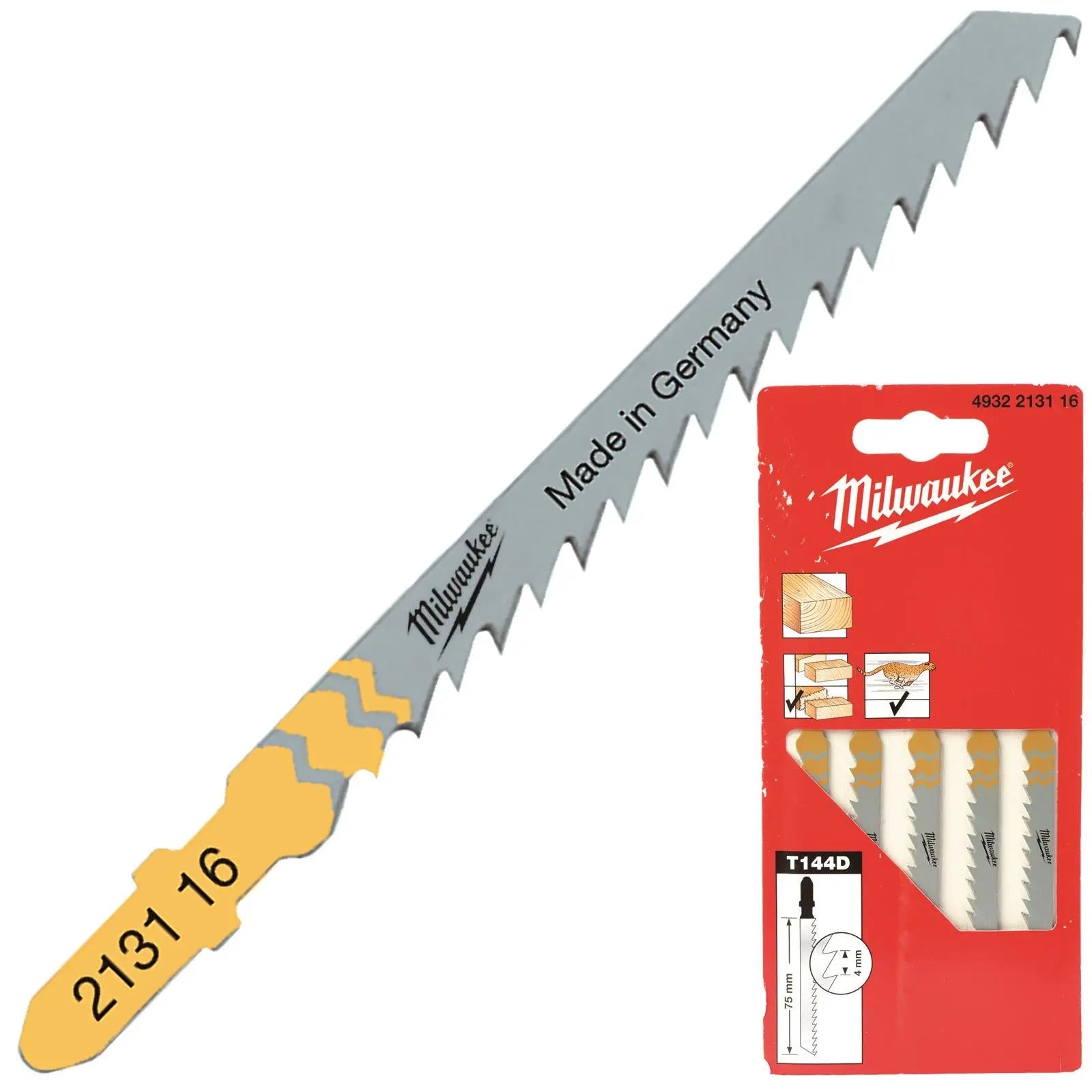 Milwaukee Jigsaw Blades for Wood 5 Pack Fast Cut Blade 75mm x 4mm T144D 