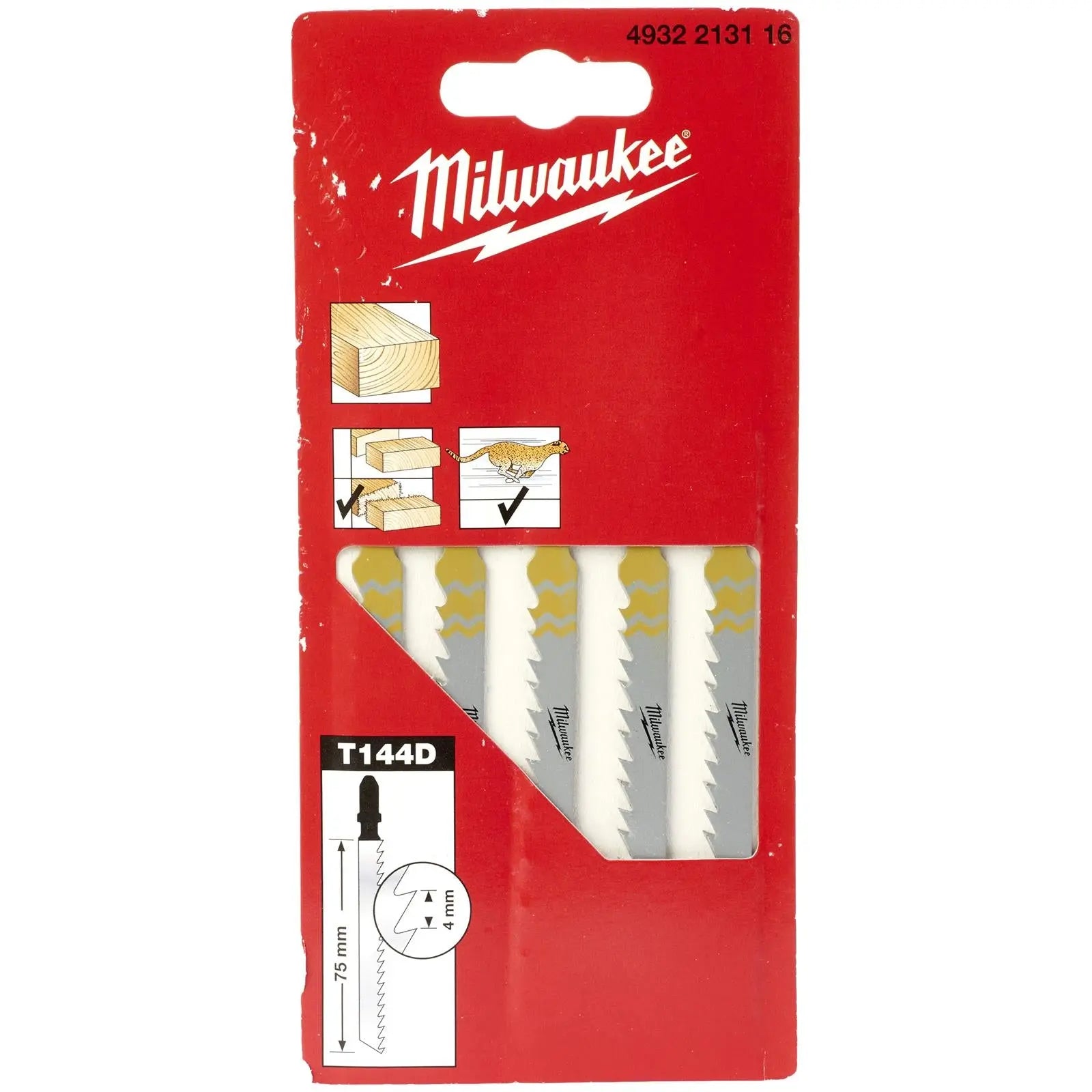 Milwaukee Jigsaw Blades for Wood 5 Pack Fast Cut Blade 75mm x 4mm T144D 