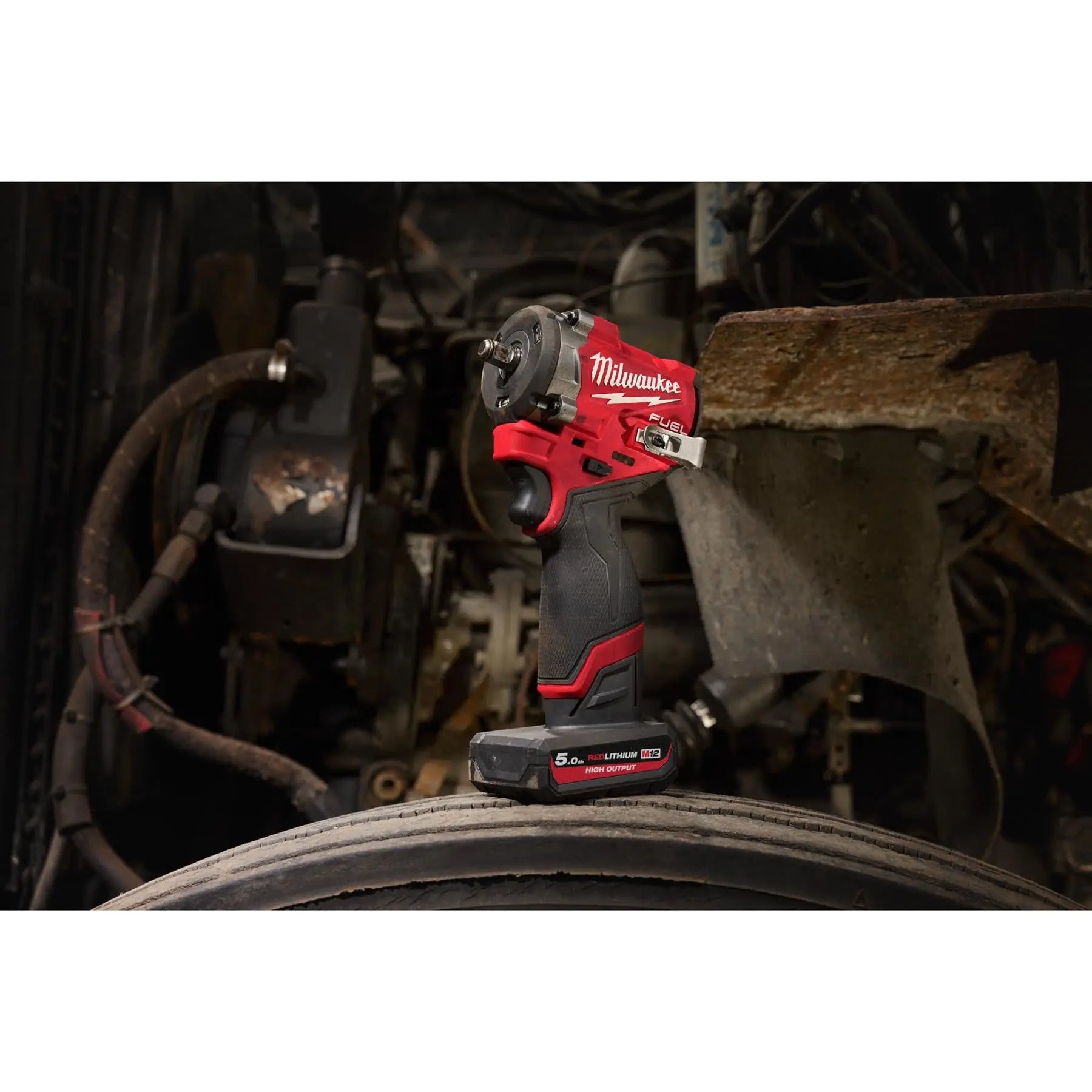 Milwaukee M12 Fuel 12V 1/2" Drive Cordless Compact Impact Wrench Friction Ring 2 x 5Ah HO Battery + Charger M12FCIWF12G3-502X  White Rose Tools