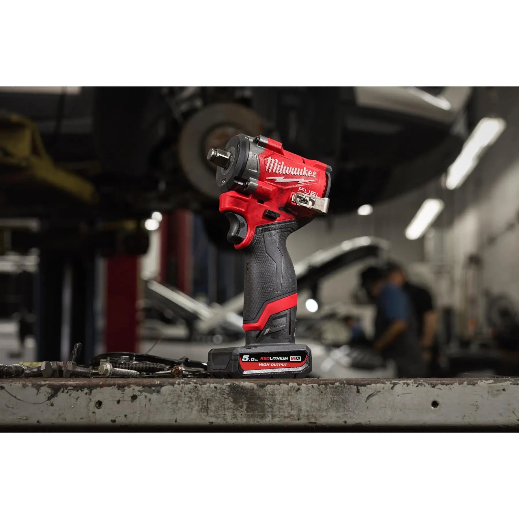 Milwaukee M12 Fuel 12V 1/2" Drive Cordless Compact Impact Wrench Friction Ring 2 x 5Ah HO Battery + Charger M12FCIWF12G3-502X  White Rose Tools