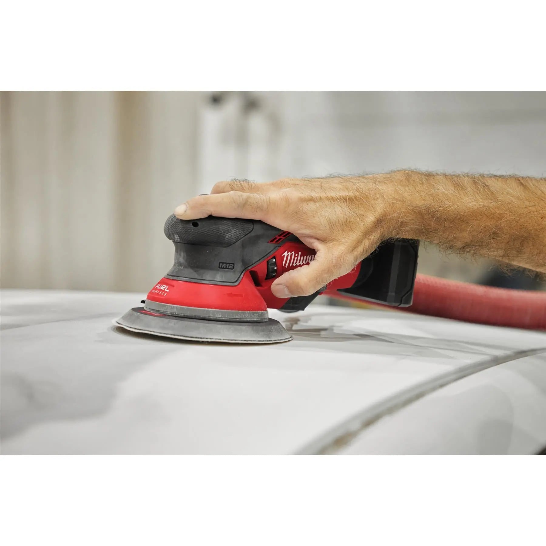 Milwaukee M12 Fuel 12V 150mm Cordless Random Orbital Sander with 5mm Orbit Bare Unit M12FROS5-0  White Rose Tools