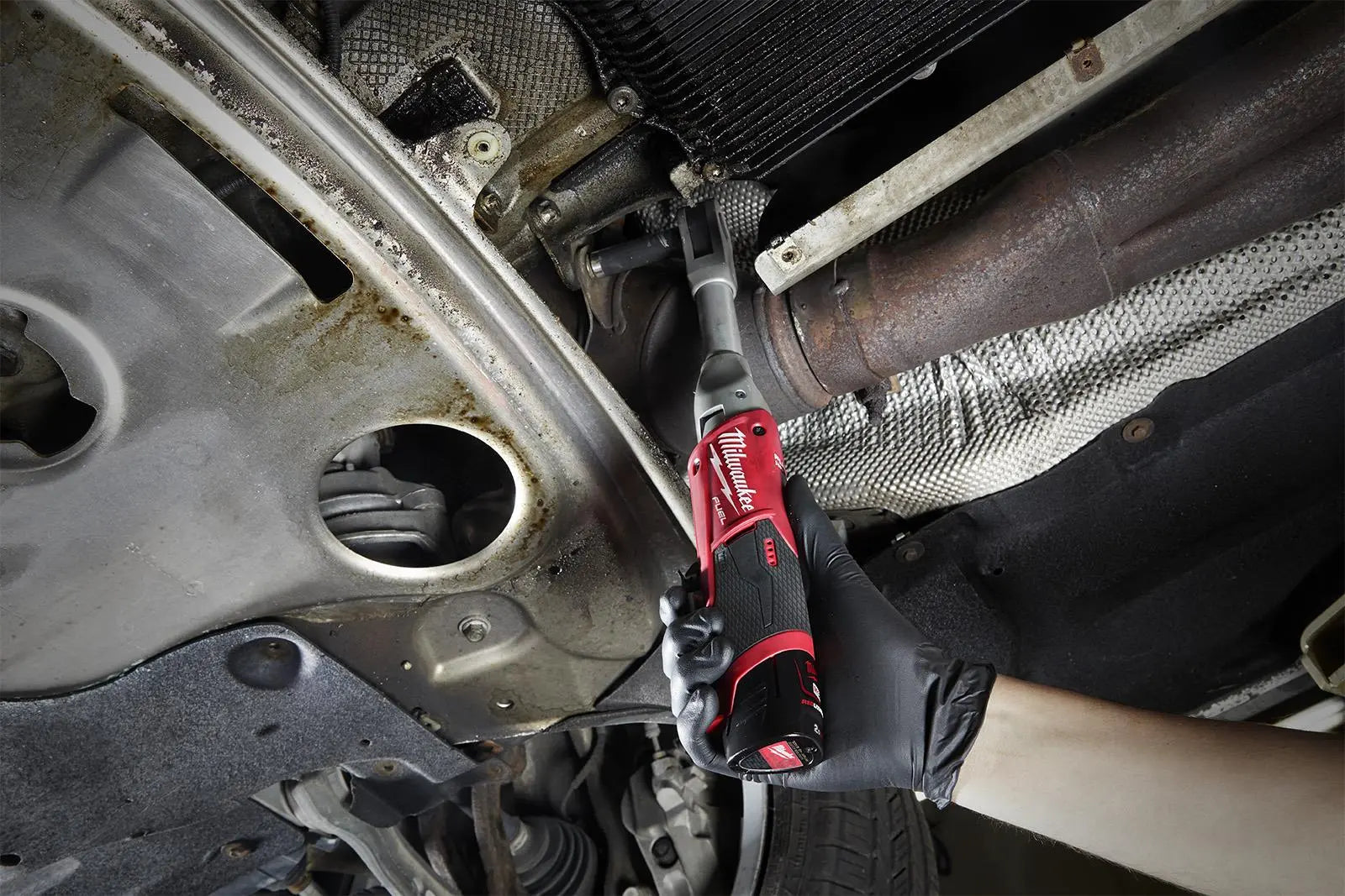 Milwaukee M12 Fuel 12V 3/8" Drive Cordless Extended Reach Ratchet Bare Unit M12FIR38LR-0  White Rose Tools