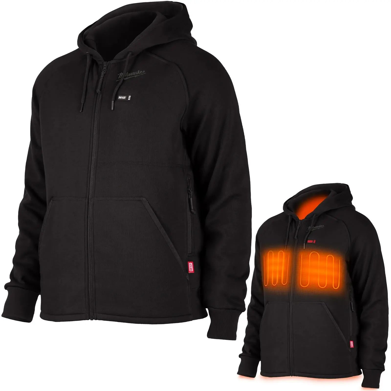 Milwaukee M12 Heated Hoodie Black Bare Unit M12HHBL4-0  White Rose Tools