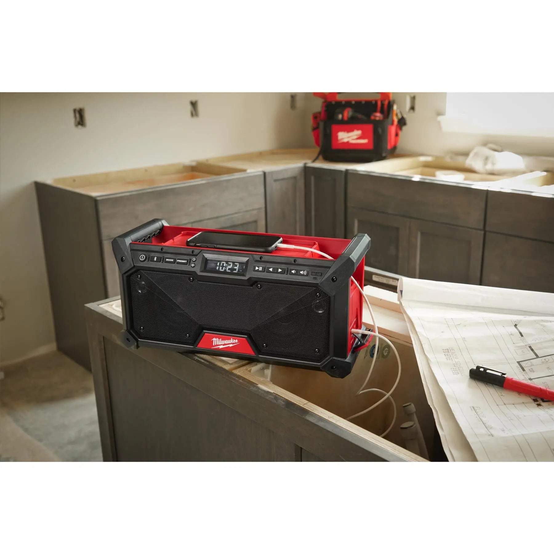 Milwaukee M18 18V Cordless Jobsite Radio DAB+ Bare Unit M18RADDAB+G2-0  White Rose Tools