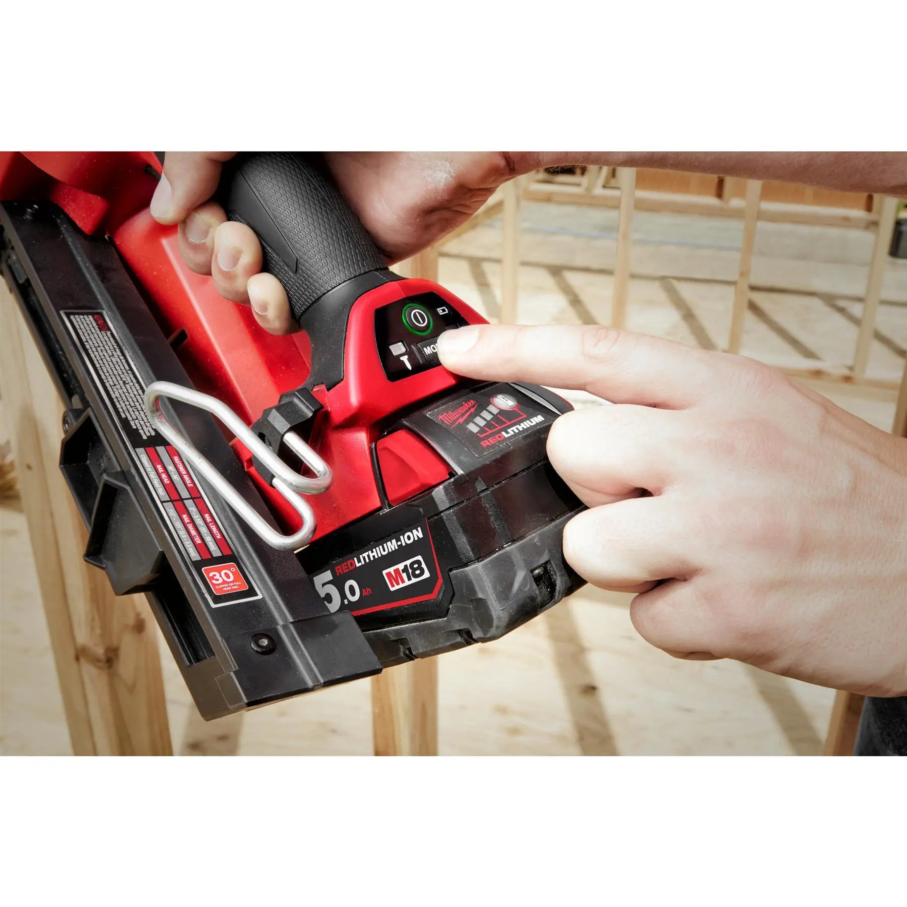 Milwaukee M18 18V FUEL Framing Nailer 50-90mm Nails 2-Mode 30-34° In Kitbox Bare Unit M18FFN-0C  White Rose Tools