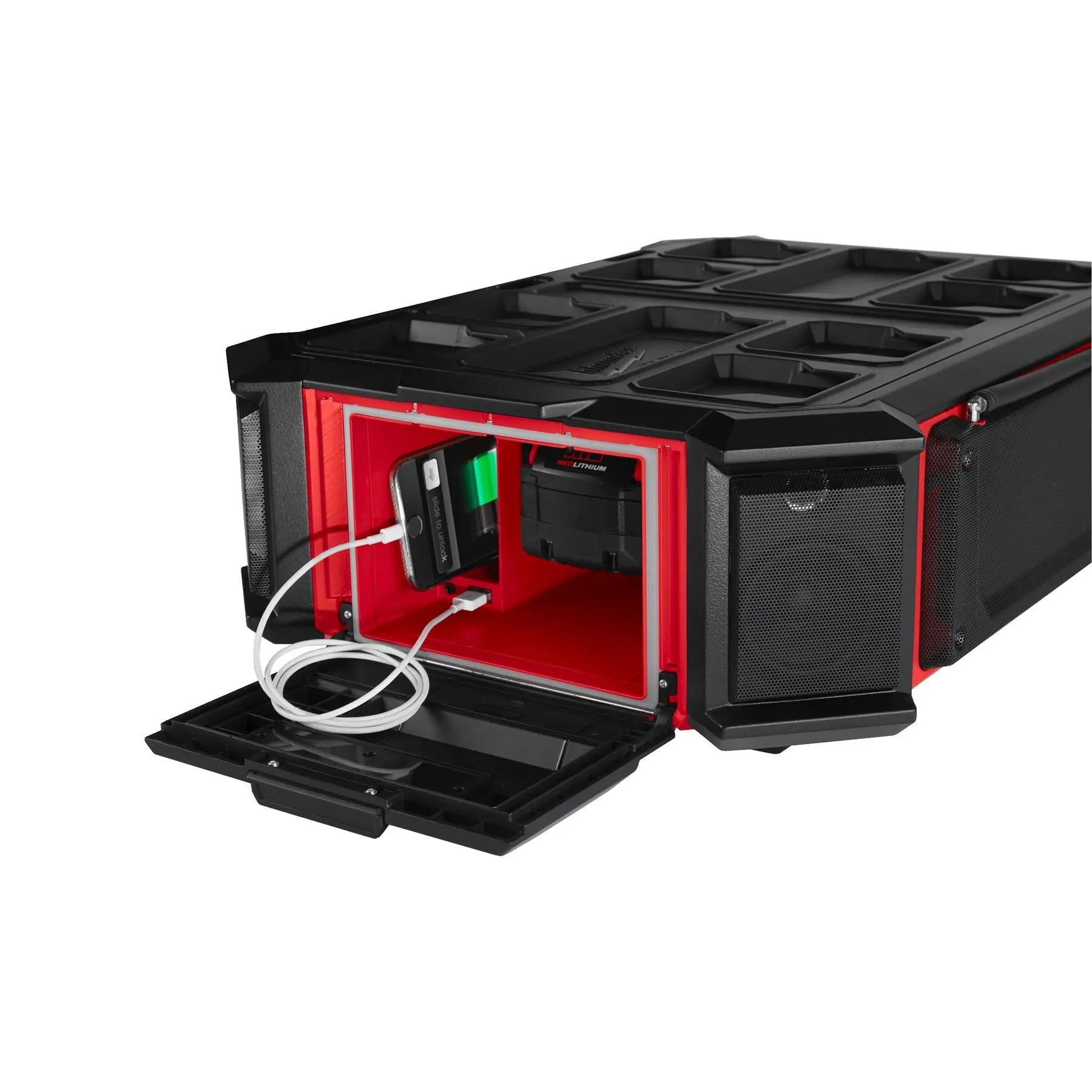 Milwaukee M18 18V PACKOUT Radio Charger DAB+ AM/FM Bare Unit M18PRCDAB+-0  White Rose Tools