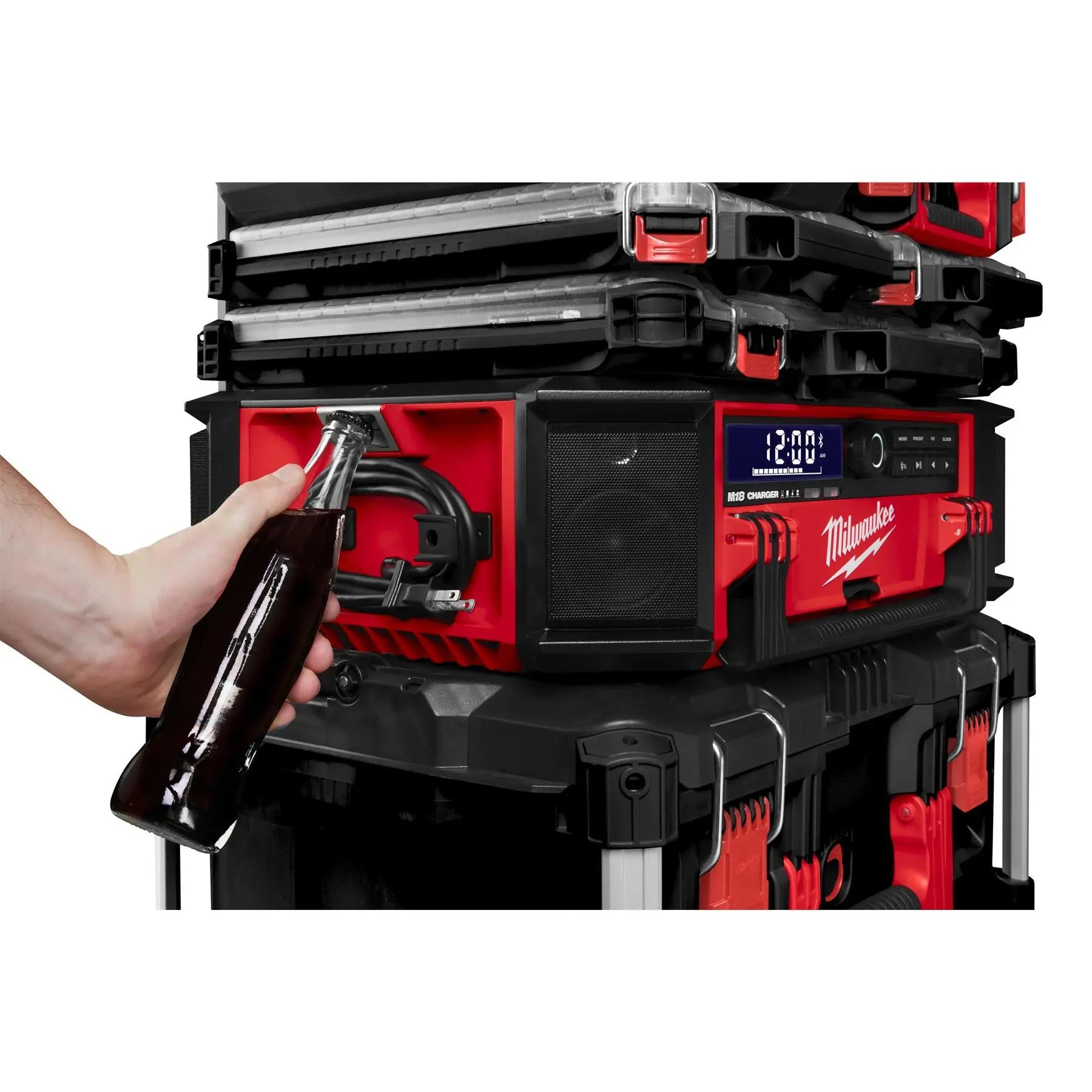 Milwaukee M18 18V PACKOUT Radio Charger DAB+ AM/FM Bare Unit M18PRCDAB+-0  White Rose Tools