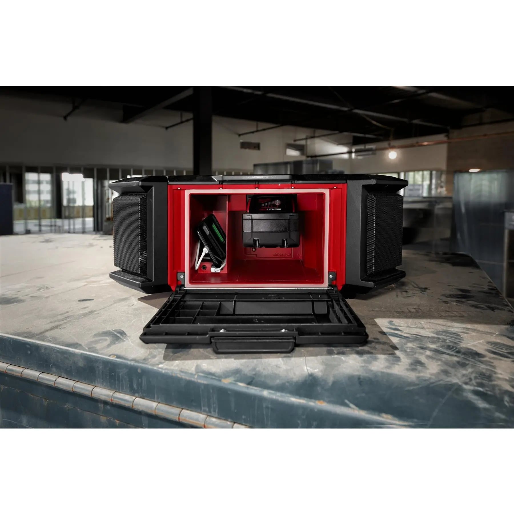 Milwaukee M18 18V PACKOUT Radio Charger DAB+ AM/FM Bare Unit M18PRCDAB+-0  White Rose Tools
