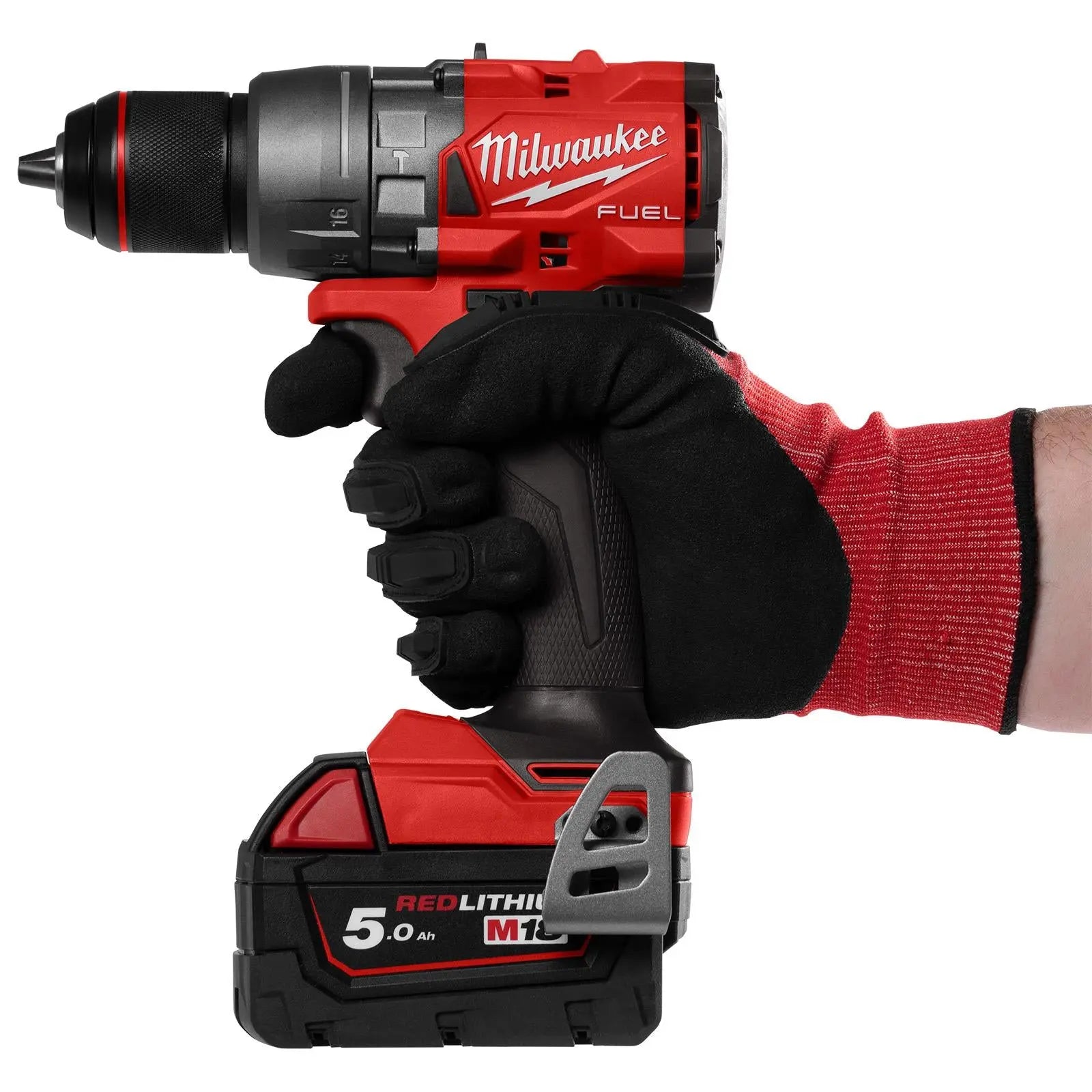 Milwaukee M18 Fuel 18V Percussion Cordless Combi Drill 2 x 5Ah Batteries and Charger M18FPD3-502X  White Rose Tools