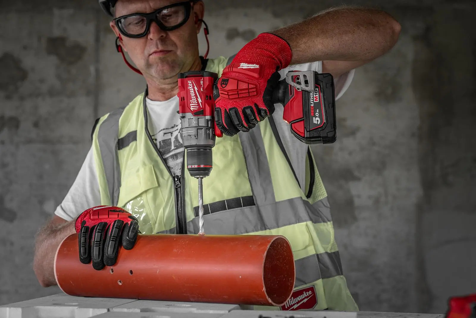 Milwaukee M18 Fuel 18V Percussion Cordless Combi Drill 2 x 5Ah Batteries and Charger M18FPD3-502X  White Rose Tools