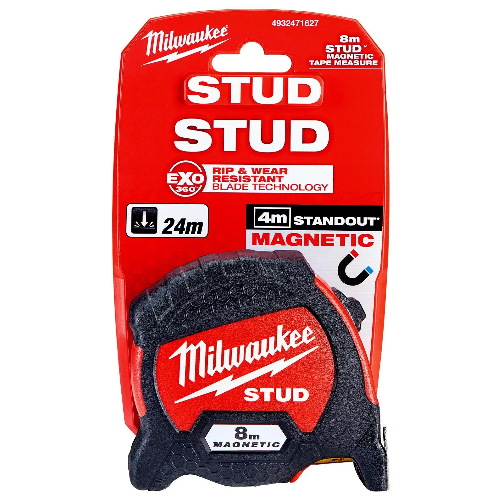 Milwaukee Magnetic Tape Measure 8m STUD Gen 2 Metric 33mm Blade Width 