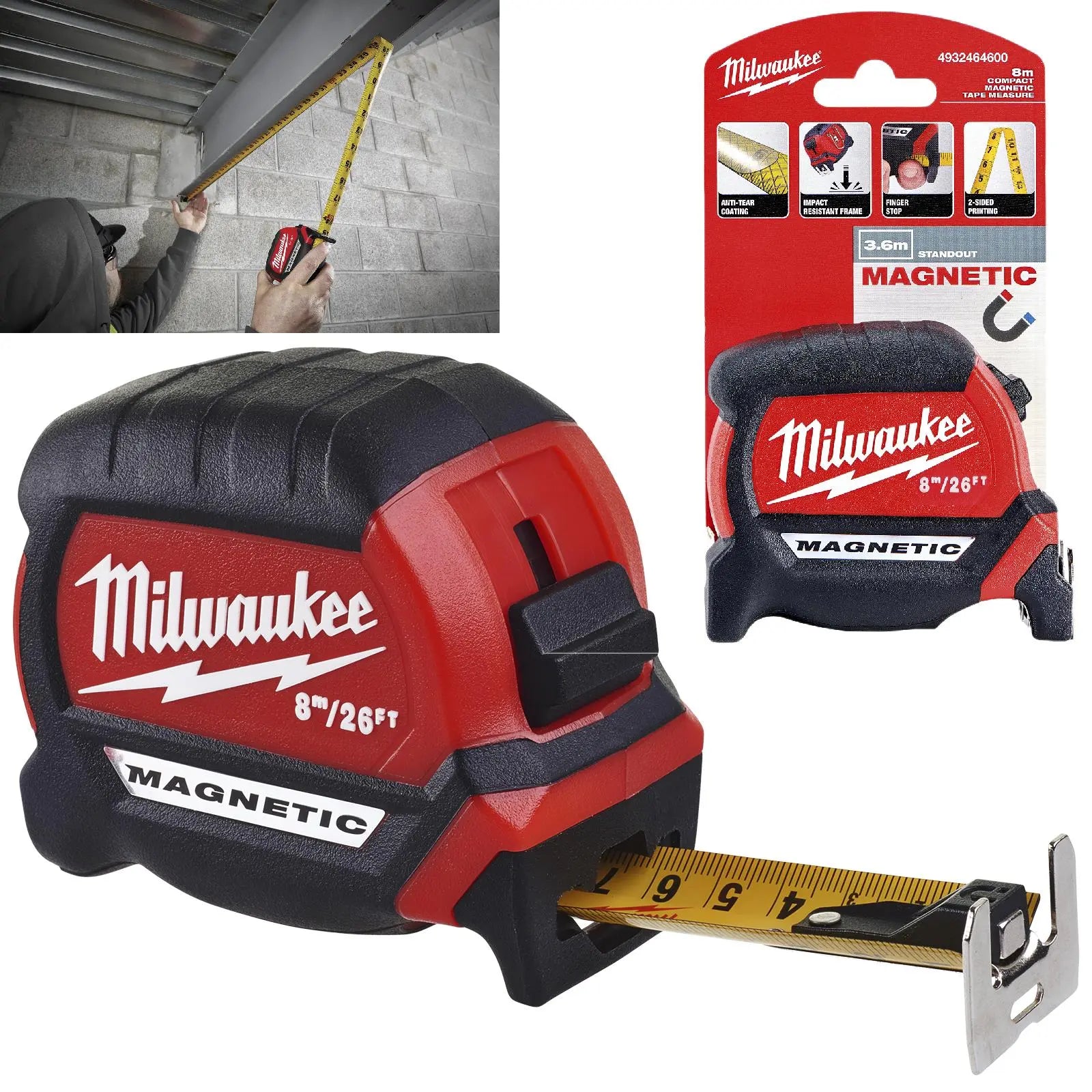 Milwaukee Magnetic Tape Measure Gen III 8m 26ft Metric Imperial 27mm Blade Width 