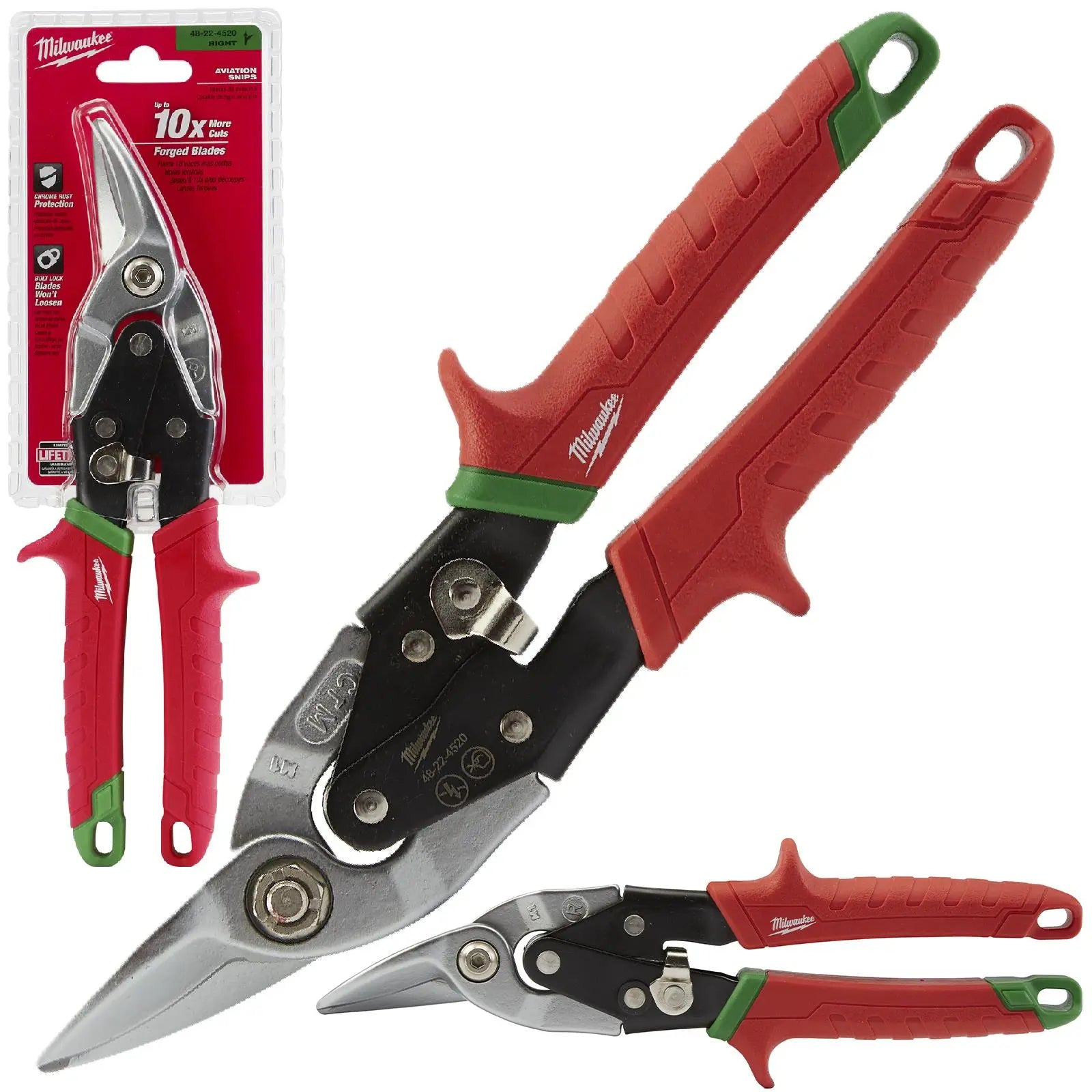 Milwaukee Metal Aviation Snips Right Cut 260mm 