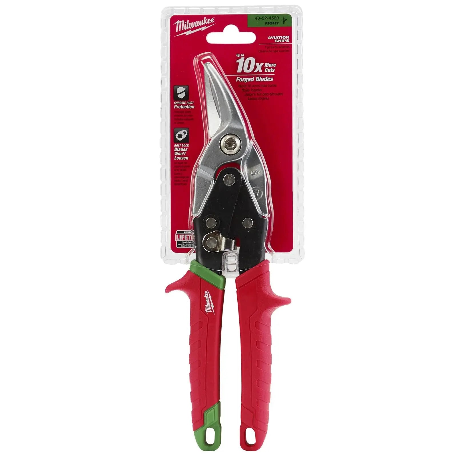 Milwaukee Metal Aviation Snips Right Cut 260mm 