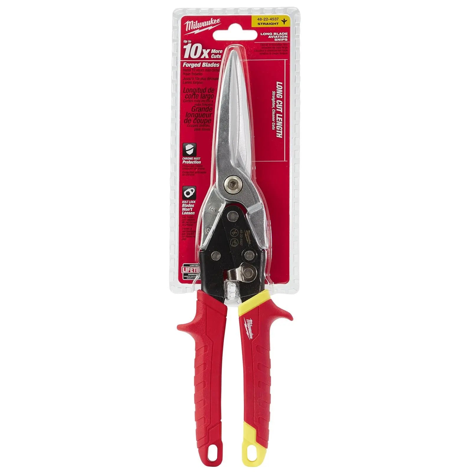 Milwaukee Metal Aviation Snips Straight Cut Extra Long 310mm 