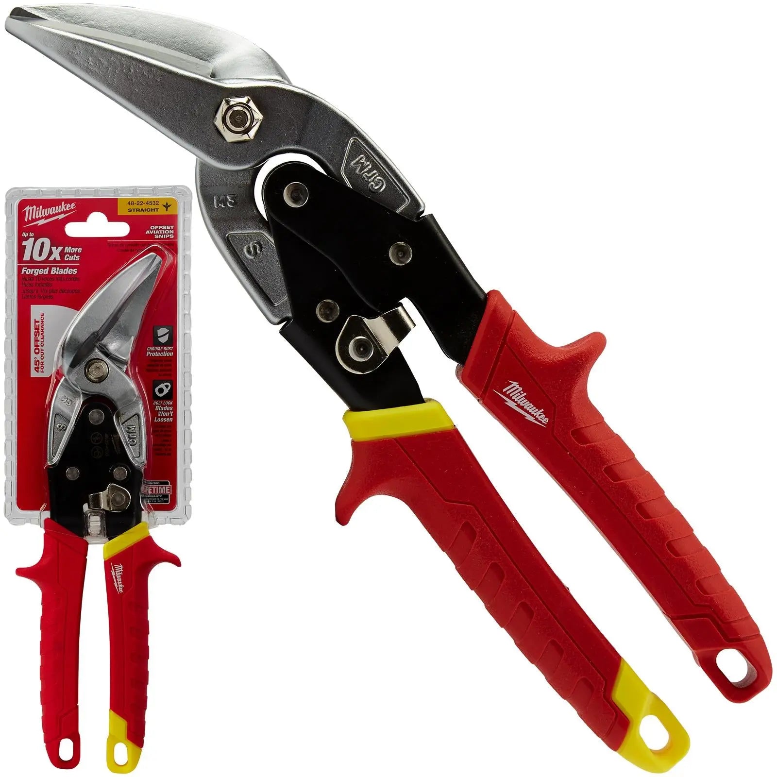 Milwaukee Metal Aviation Snips Straight Cut Offset 260mm 