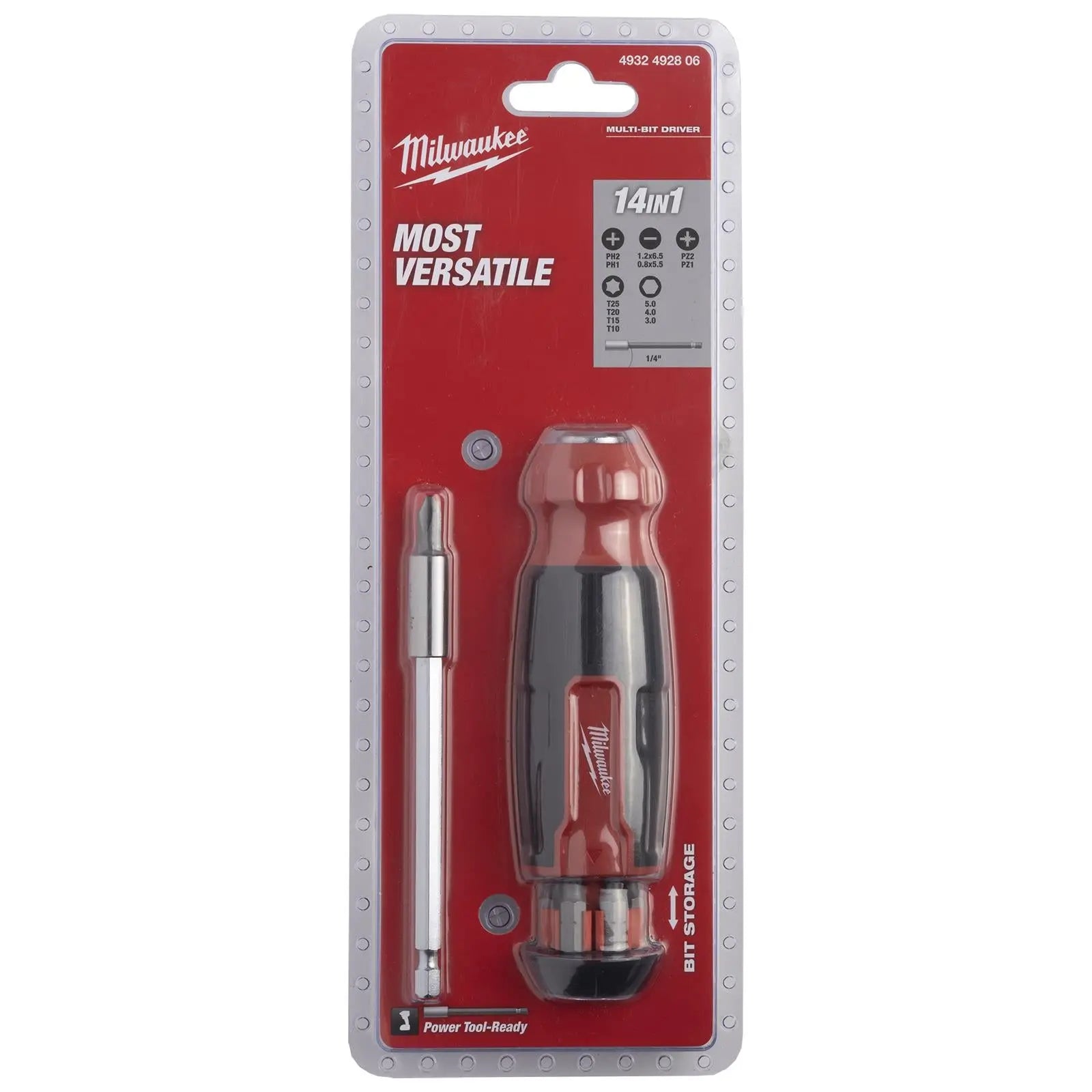 Milwaukee Multi Bit Screwdriver Set 14 in 1 Pozi Phillips Torx Slotted Hex  White Rose Tools