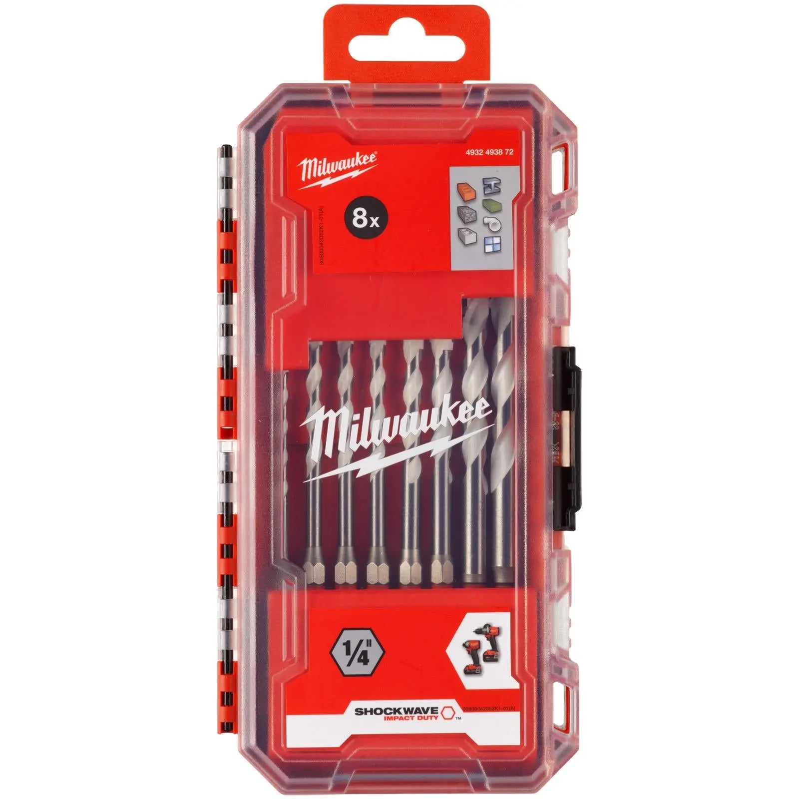 Milwaukee Multi Material Drill Bit Set Gen 2 PACKOUT Compatible Case 4-10mm 8 Pieces  White Rose Tools