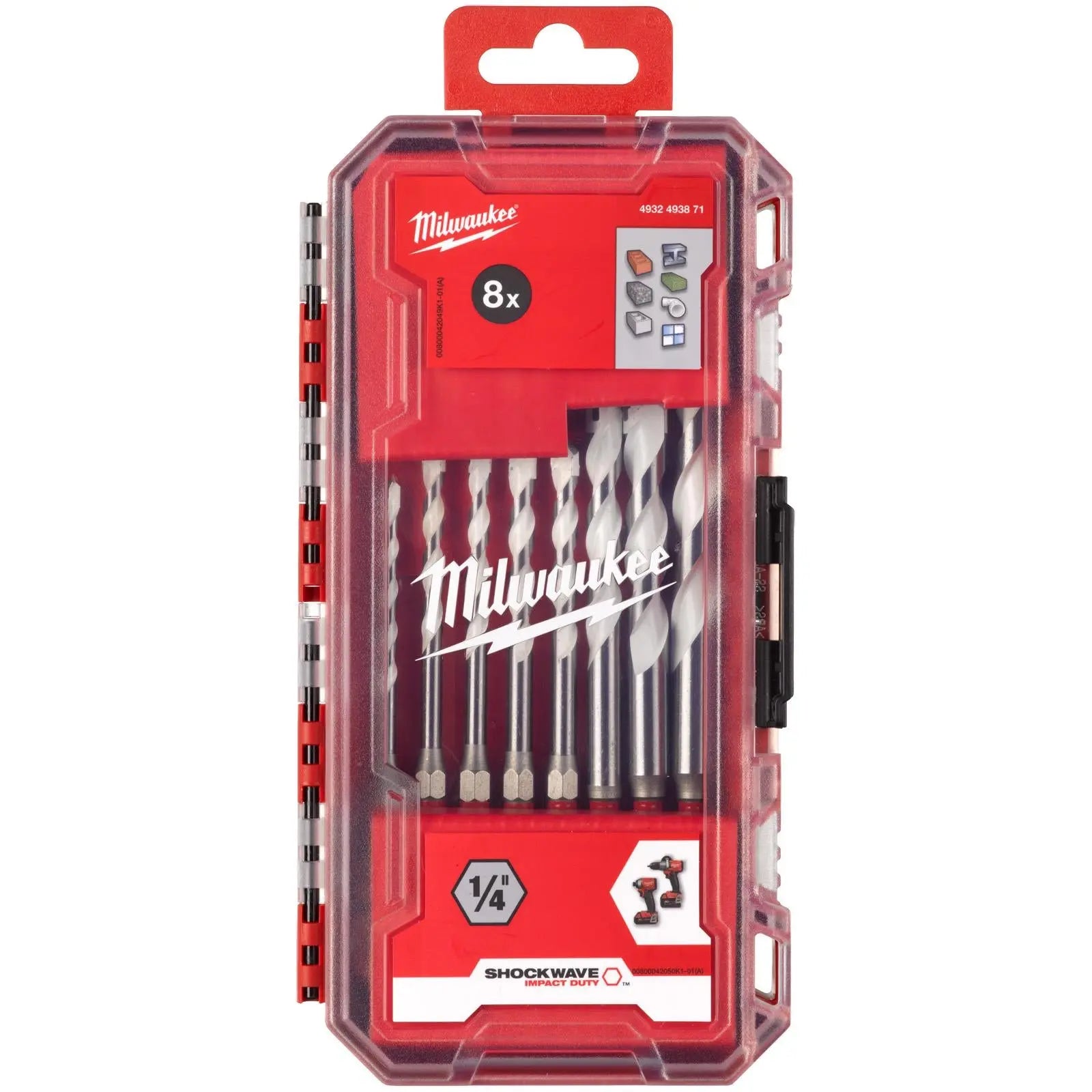Milwaukee Multi Material Drill Bit Set Gen 2 PACKOUT Compatible Case 4-12mm 8 Pieces  White Rose Tools