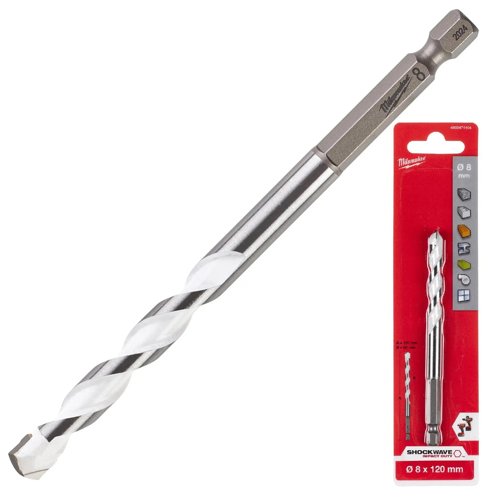 Milwaukee Multi Material Drill Bits Impact Rated TCT for Wood Metal Masonry 