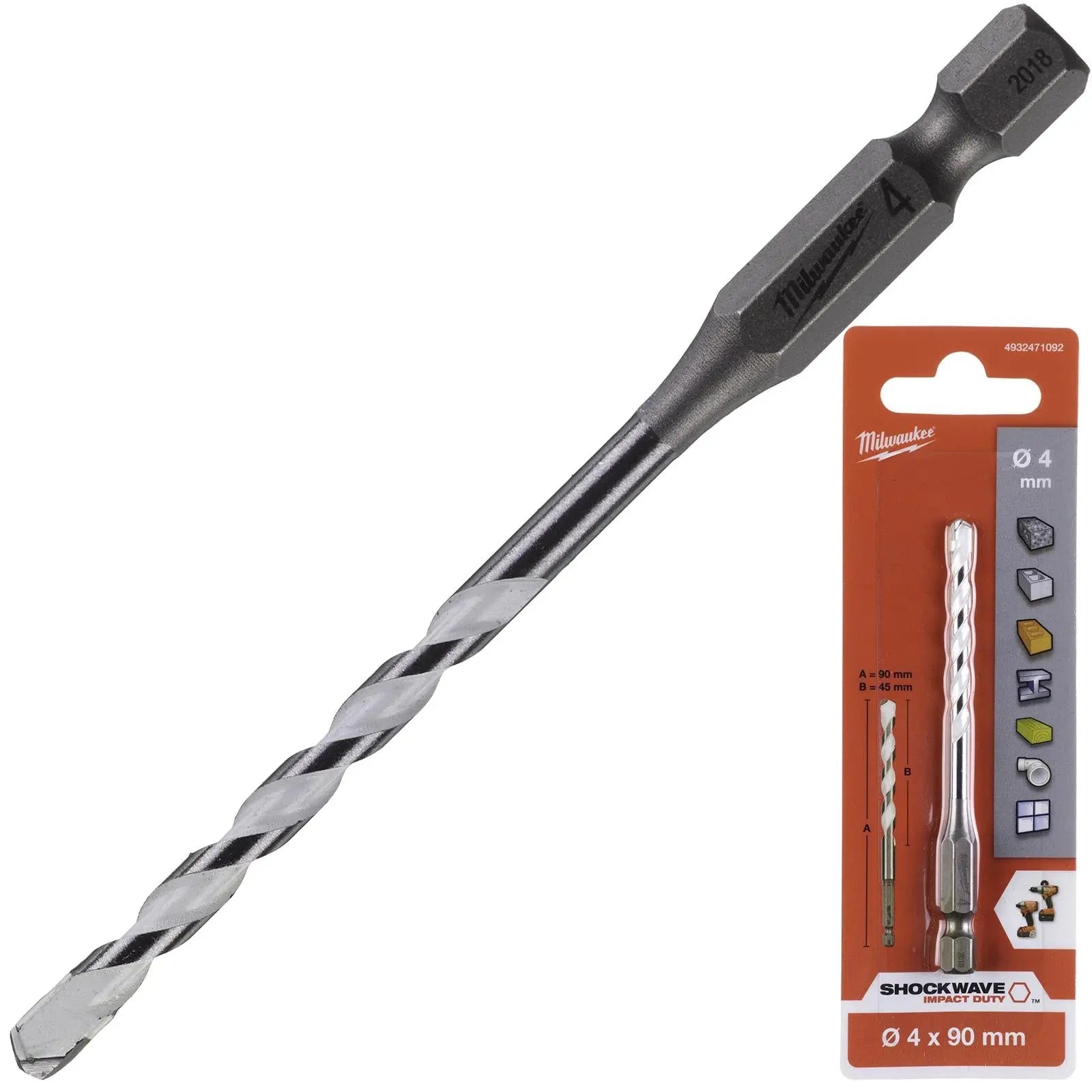 Milwaukee Multi Material Drill Bits Impact Rated TCT for Wood Metal Masonry 