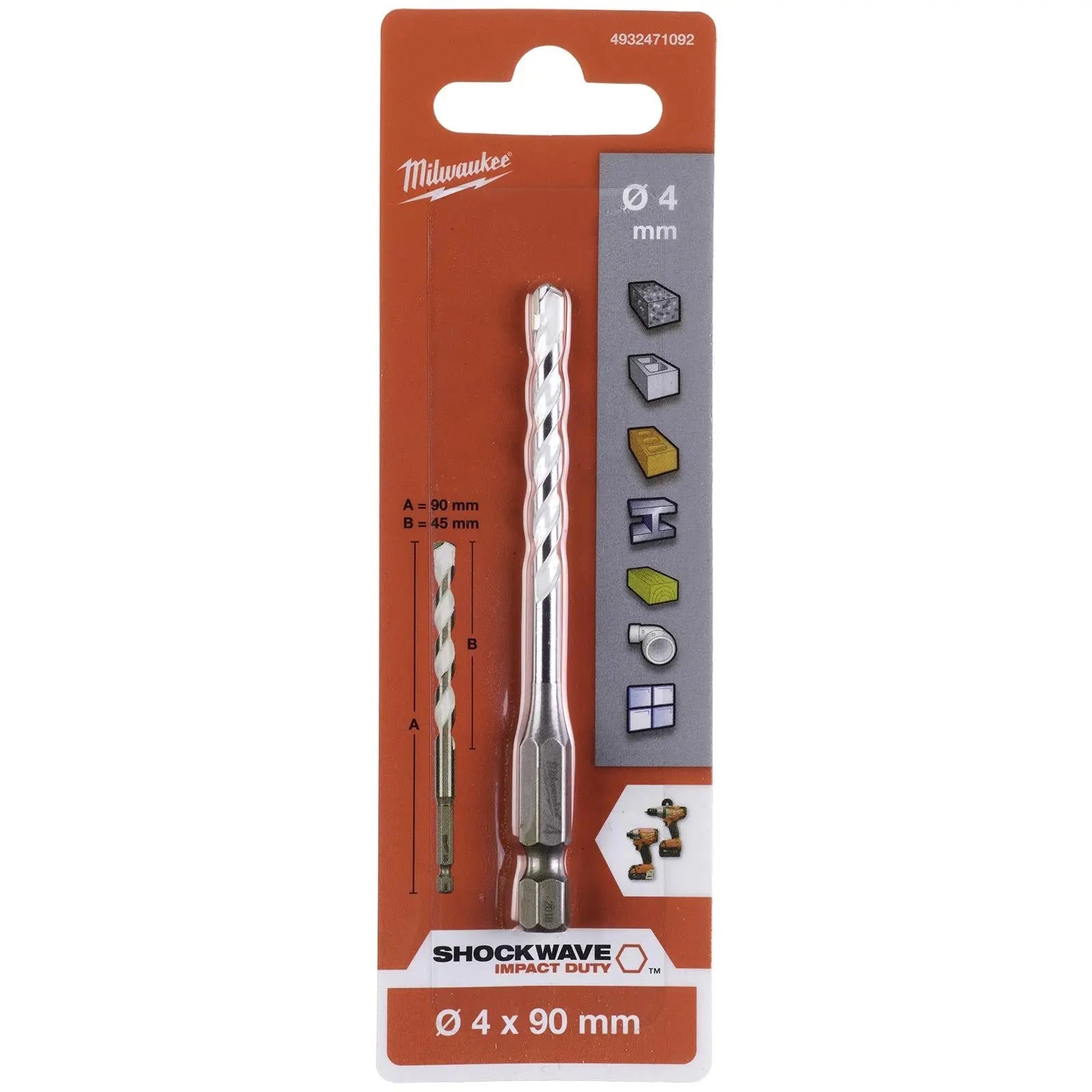 Milwaukee Multi Material Drill Bits Impact Rated TCT for Wood Metal Masonry 