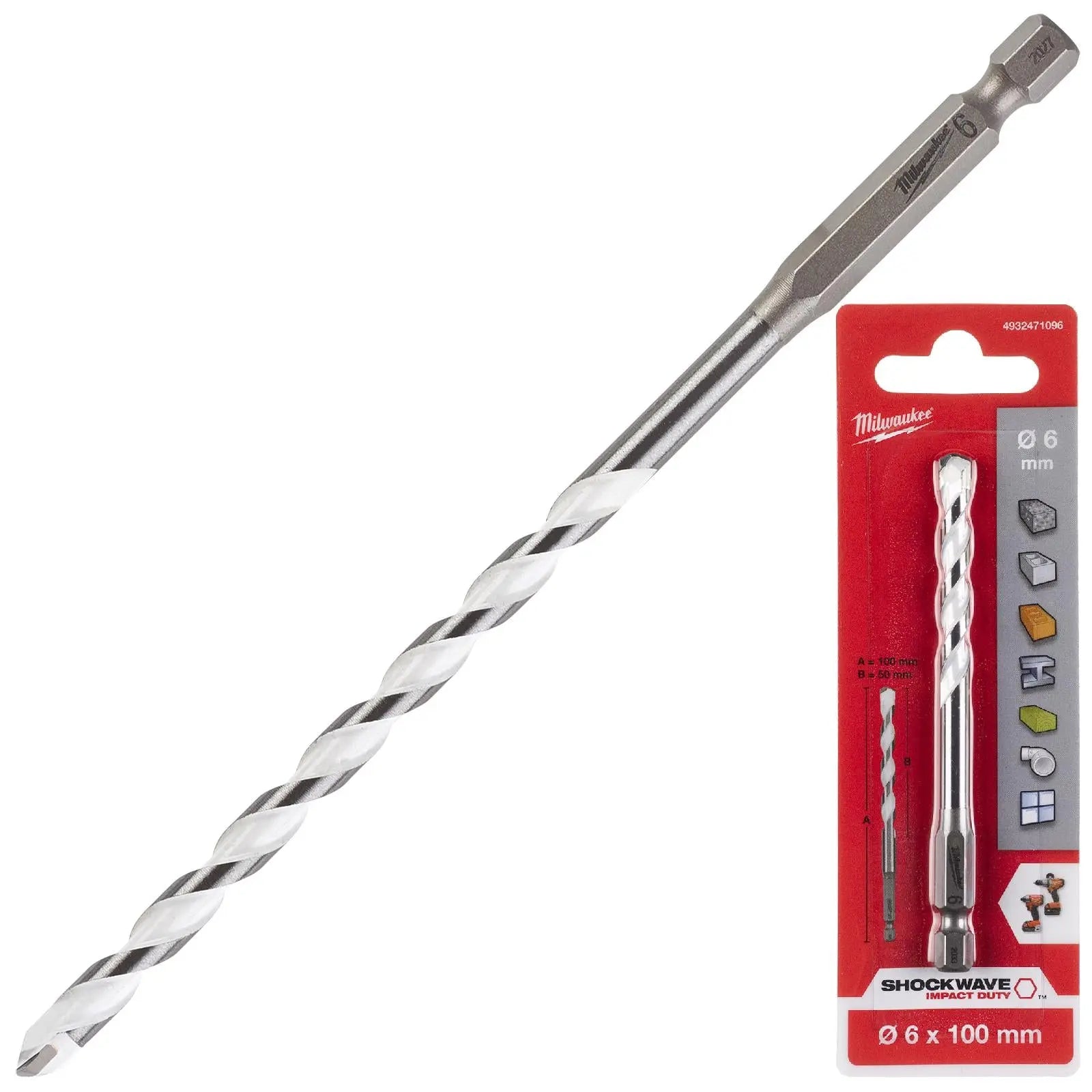 Milwaukee Multi Material Drill Bits Impact Rated TCT for Wood Metal Masonry 