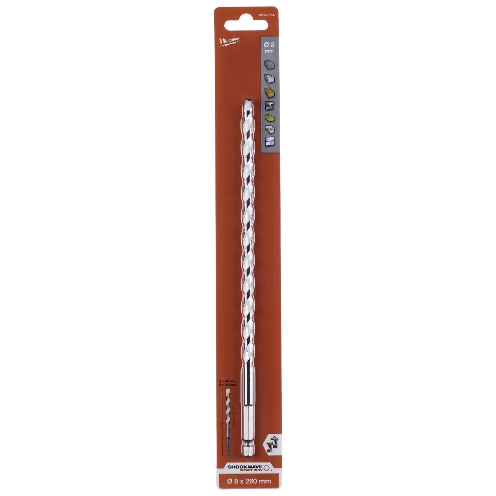Milwaukee Multi Material Drill Bits Impact Rated TCT for Wood Metal Masonry 