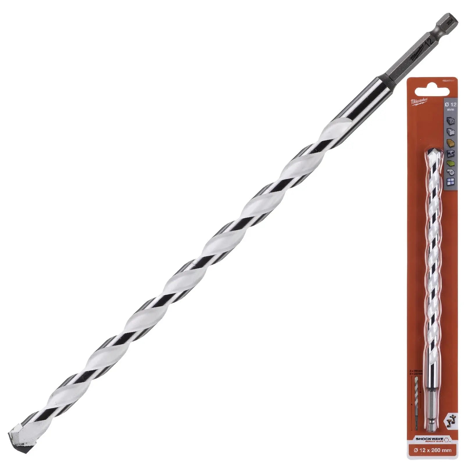 Milwaukee Multi Material Drill Bits Impact Rated TCT for Wood Metal Masonry 