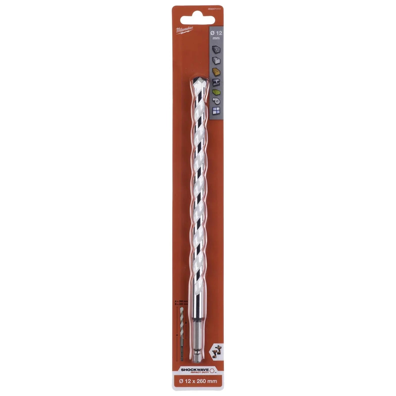 Milwaukee Multi Material Drill Bits Impact Rated TCT for Wood Metal Masonry 