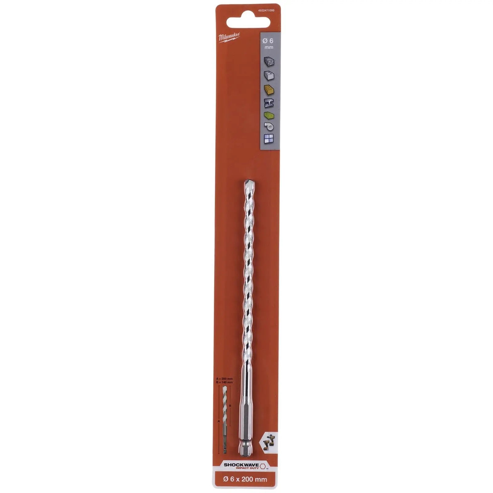 Milwaukee Multi Material Drill Bits Impact Rated TCT for Wood Metal Masonry 