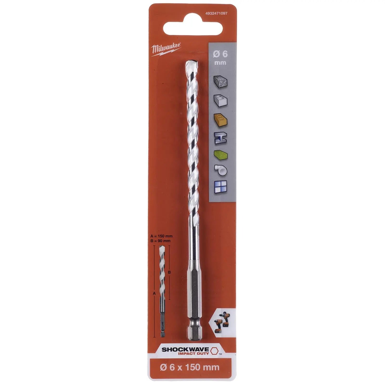 Milwaukee Multi Material Drill Bits Impact Rated TCT for Wood Metal Masonry 