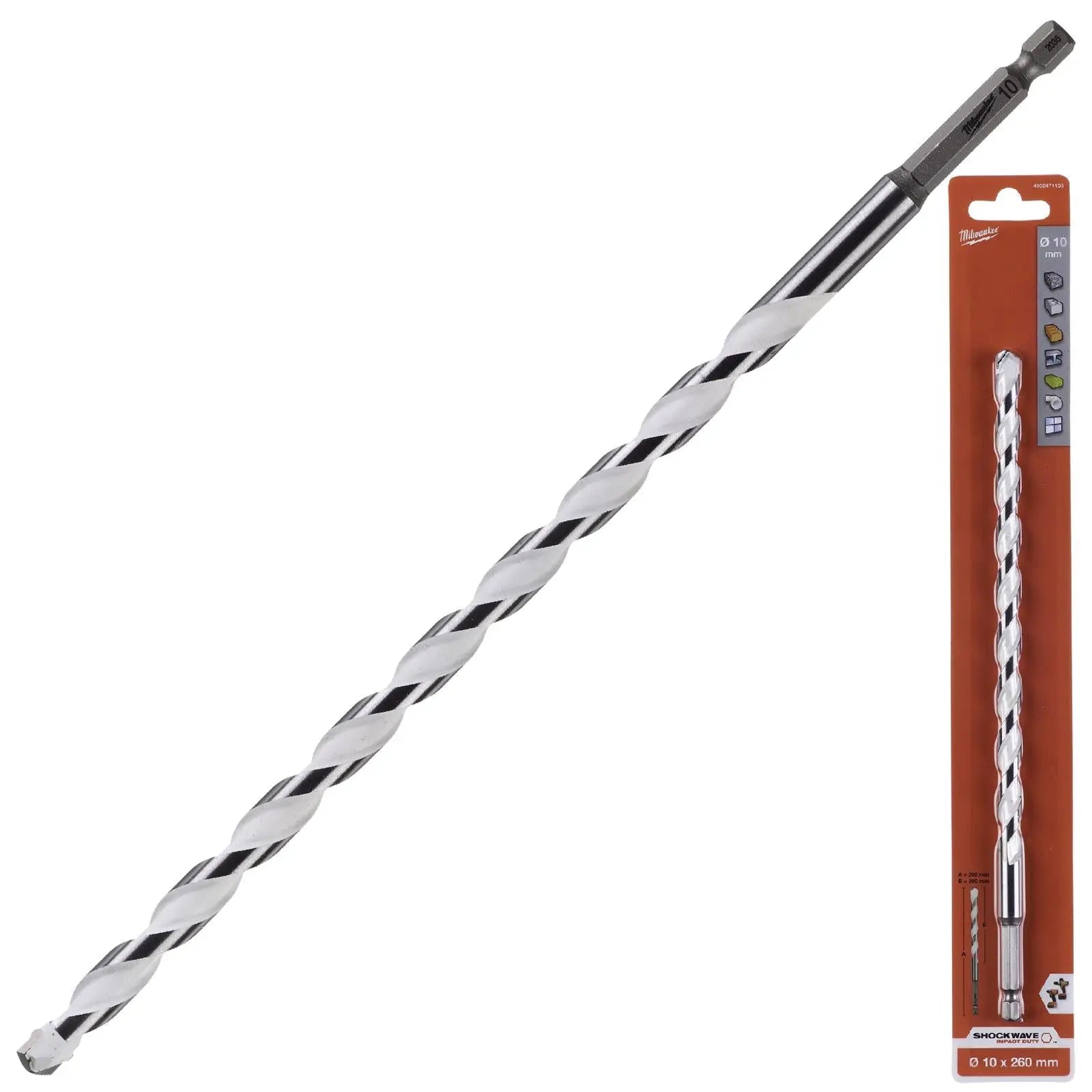 Milwaukee Multi Material Drill Bits Impact Rated TCT for Wood Metal Masonry 