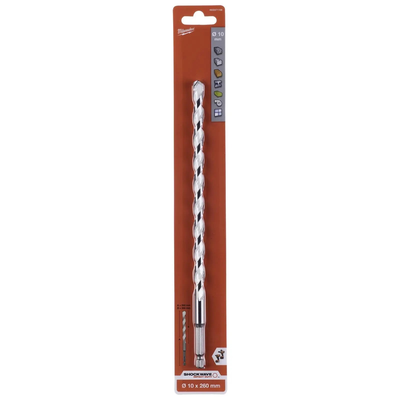 Milwaukee Multi Material Drill Bits Impact Rated TCT for Wood Metal Masonry 