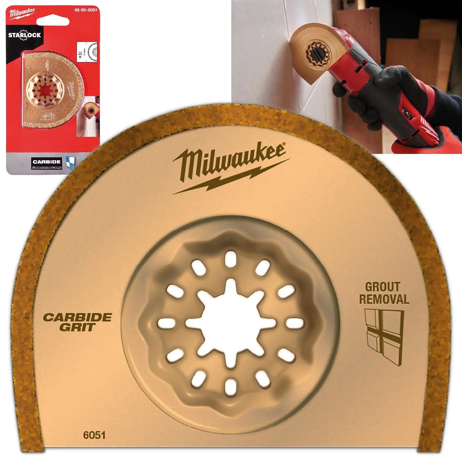 Milwaukee Multi Tool Grout Removal Carbide Grit Blade 75mm x 20mm x 2.2mm Starlock 