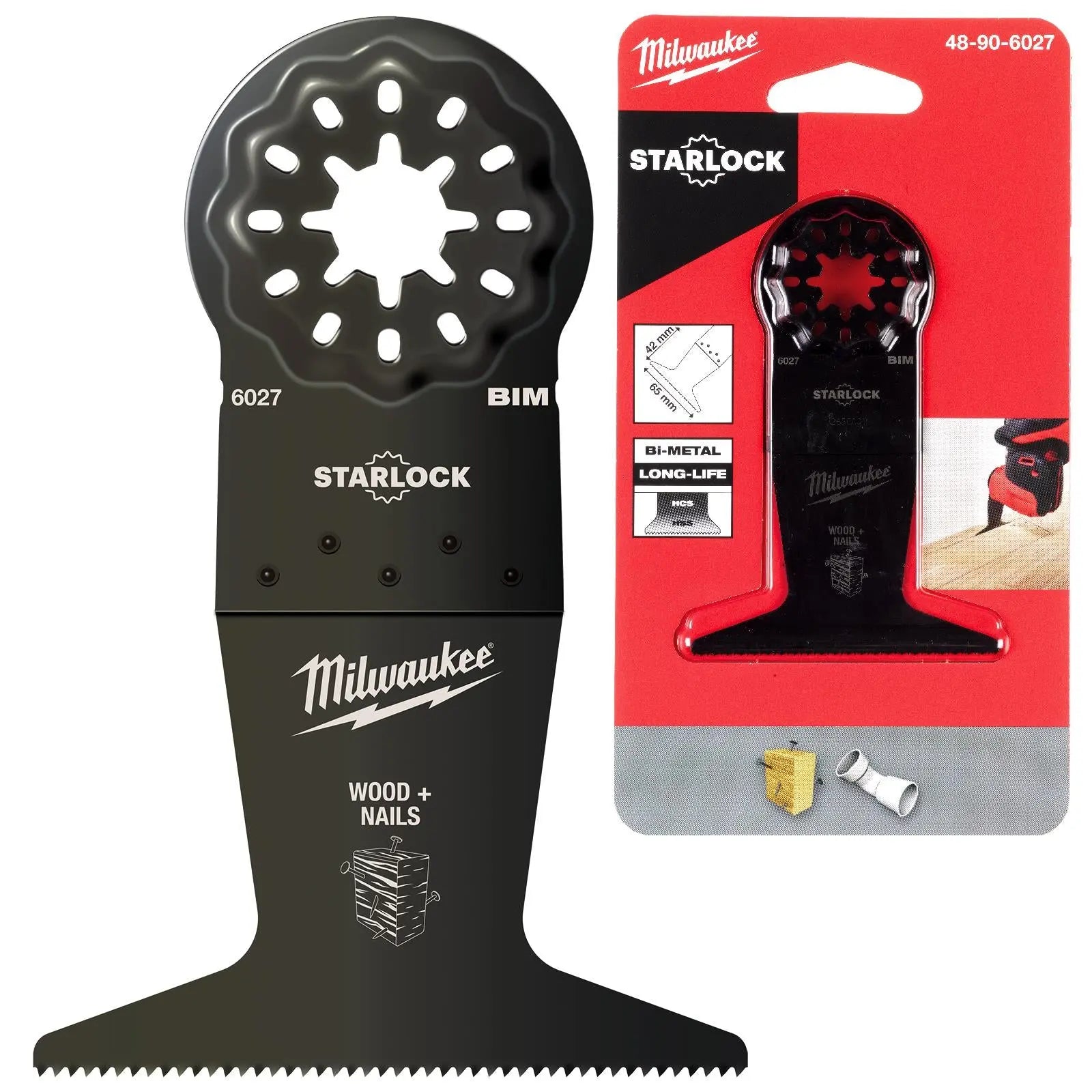 Milwaukee Multi Tool Wood with Nails Plunge Cut Blade 65mm Width x 42mm Length Bi Metal 