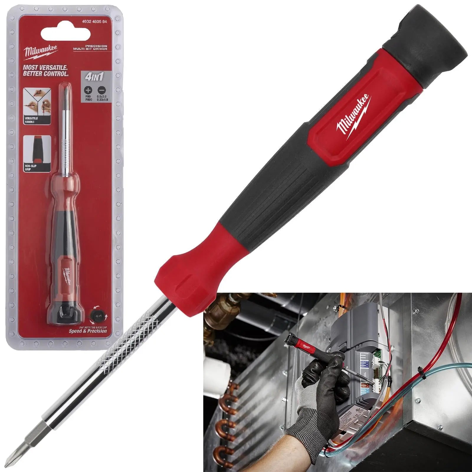 Milwaukee Precision Screwdriver Set 4 in 1 Multi Bit Phillips Slotted  White Rose Tools