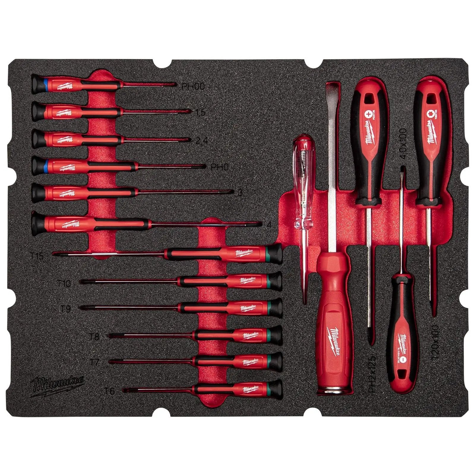 Milwaukee Precision Screwdriver Set Packout Drawer Foam Insert 17 Piece  White Rose Tools