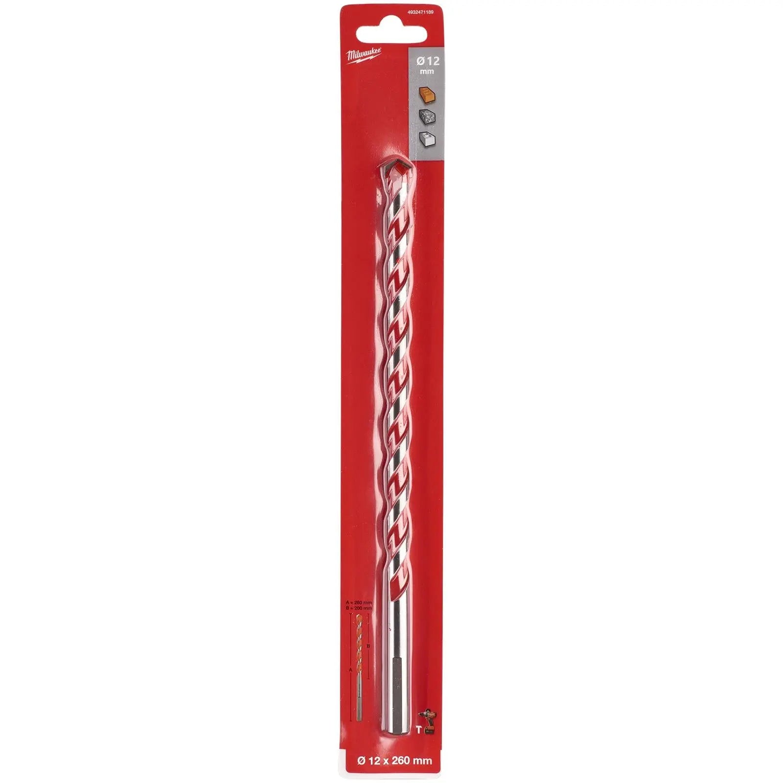 Milwaukee Premium Concrete Masonry Drill Bits 3 Flat Shank Hammer and Rotary 